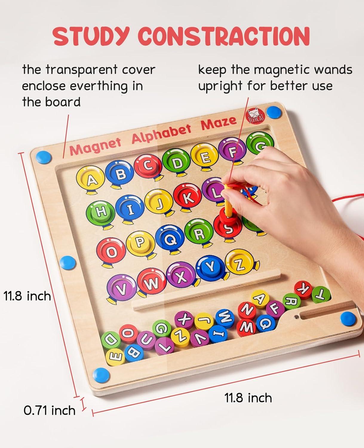 JoyCat Magnetic Alphabet Maze YPF5 Board, Educational Learning Toys & Color Sorting Toys, Color Puzzles, ABC Alphabet Magnets Fine Motor Skills Toy for 3 4 5 Year Old Kids