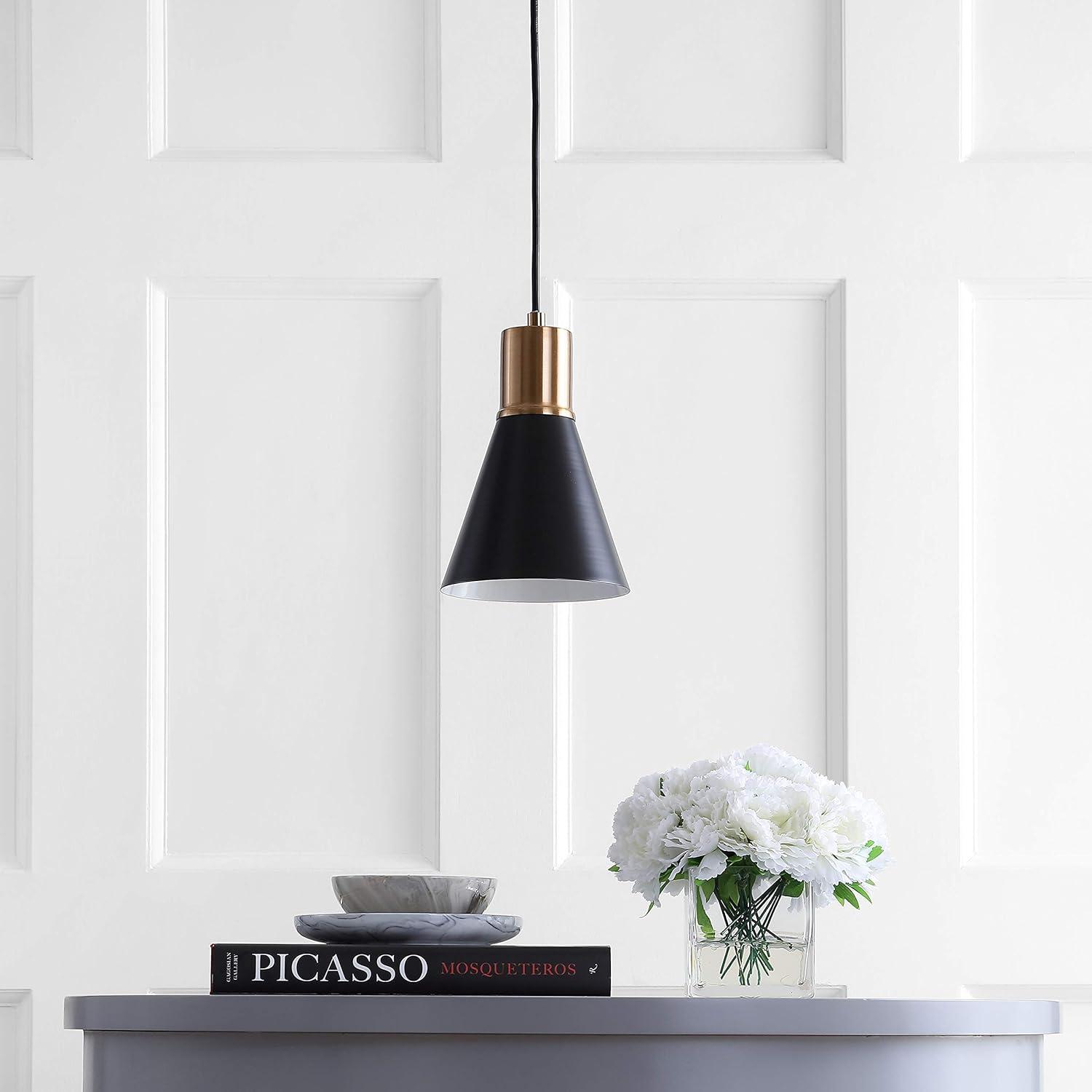 Apollo 6" Black and Brass Gold LED Pendant Light