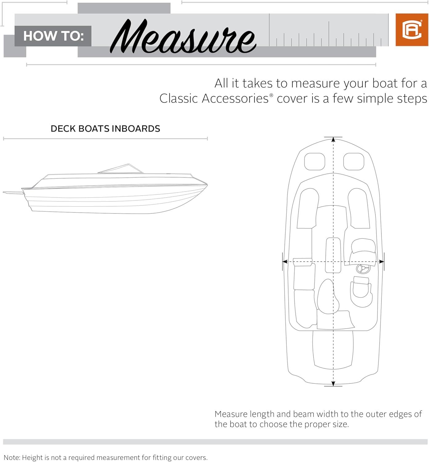 Classic Accessories StormPro™ Heavy Duty Boat Cover with Support Pole, Fits Boats 22' - 24' L x 116" W, Trailerable Boat Cover, Model F, Charcoal