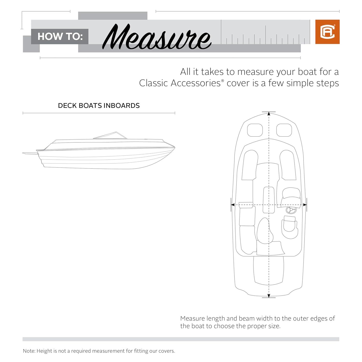 Classic Accessories StormPro™ Heavy Duty Boat Cover with Support Pole, Fits Boats 22' - 24' L x 116" W, Trailerable Boat Cover, Model F, Charcoal