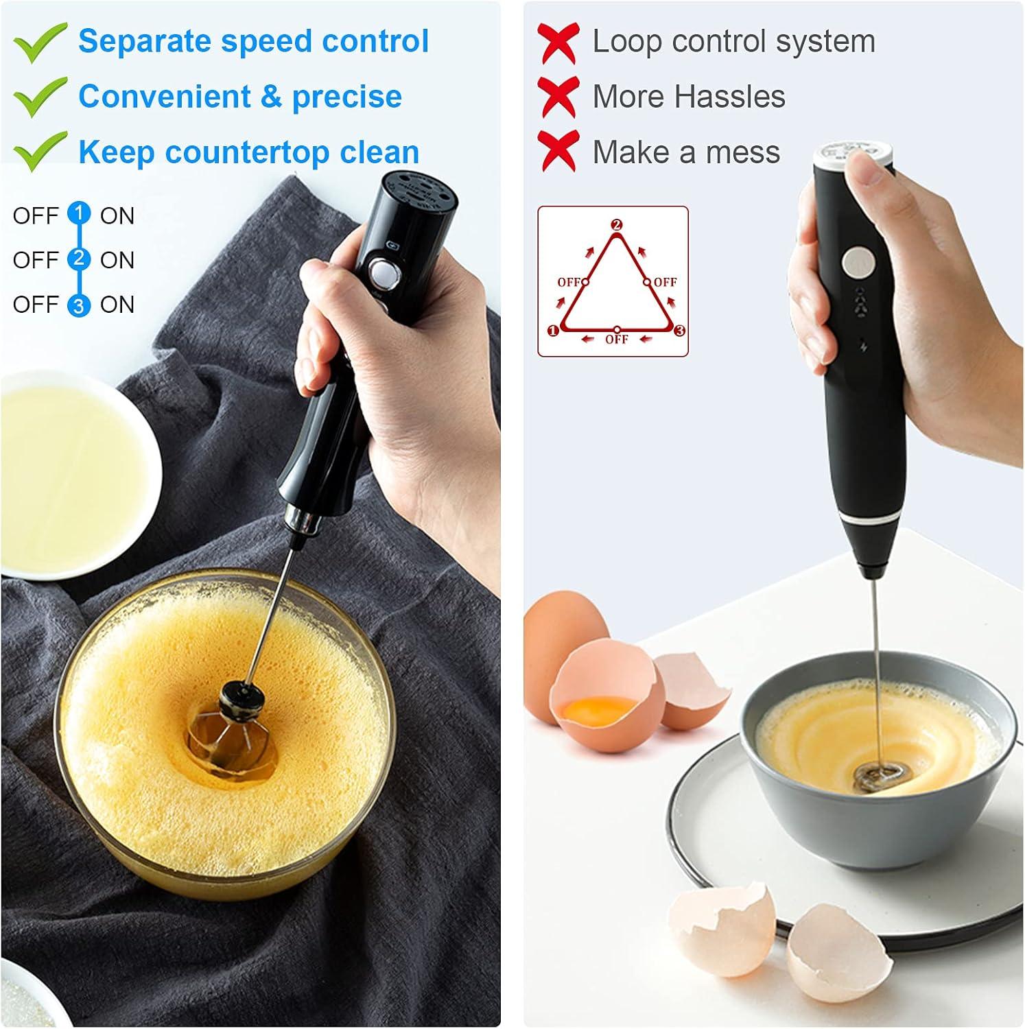 Rechargeable Handheld Milk Frother with Stand and Battery