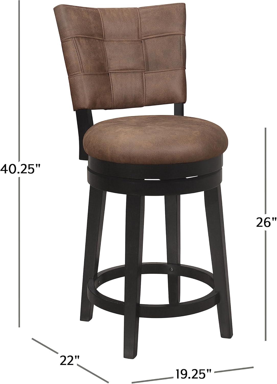 26" Kaede Wood and Upholstered Swivel Counter Height Barstool Black/Chestnut - Hillsdale Furniture: Matte Finish, Polyester, Foam Filled