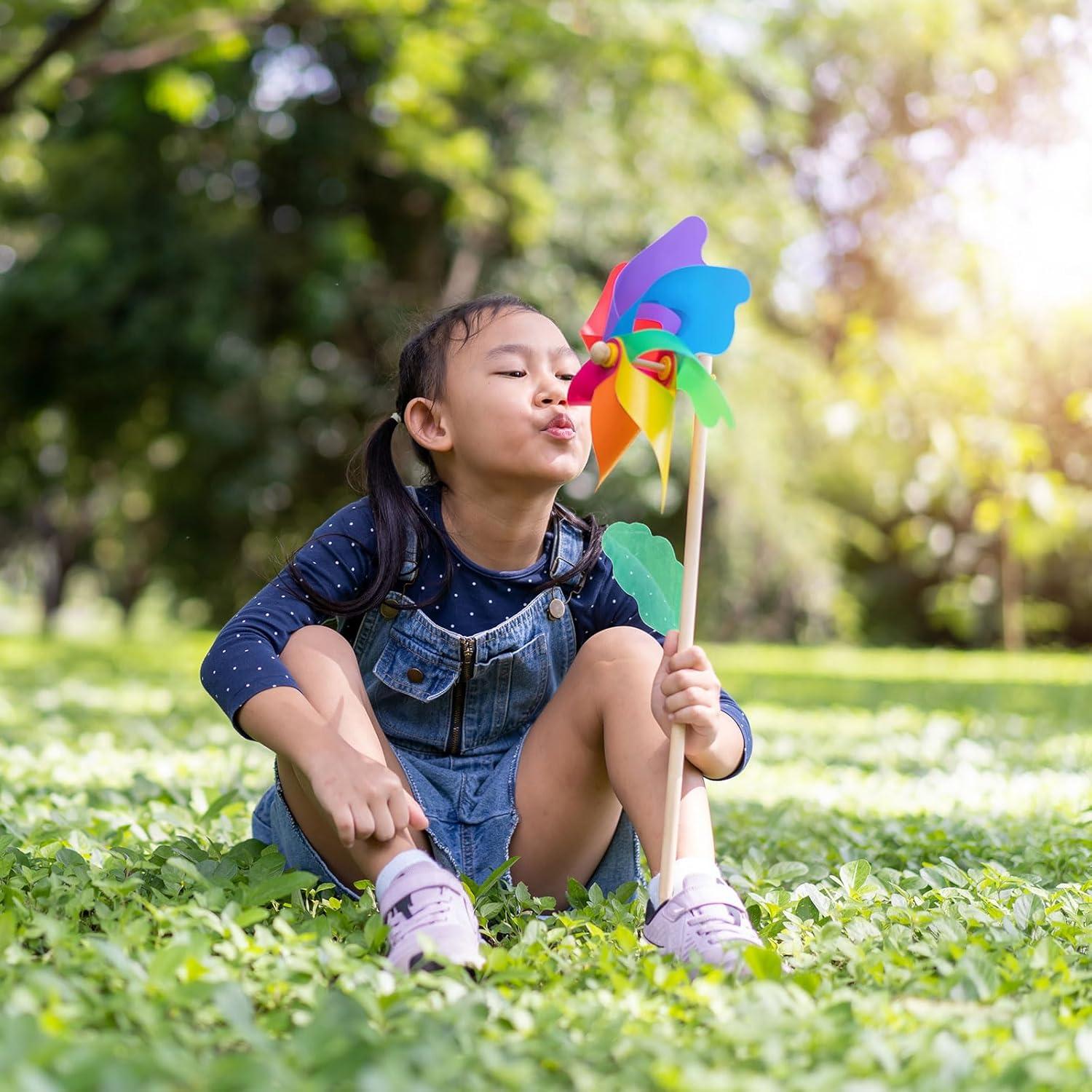 Colorful PVC Garden Wind Spinner with Fiberglass Pole