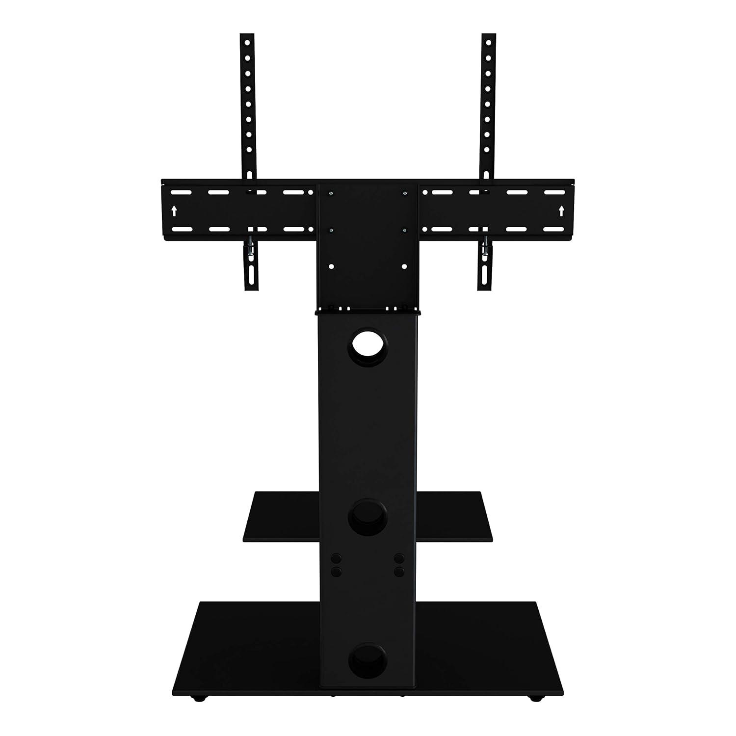 Lesina Gloss Black Tempered Glass Corner TV Stand with Cabinet