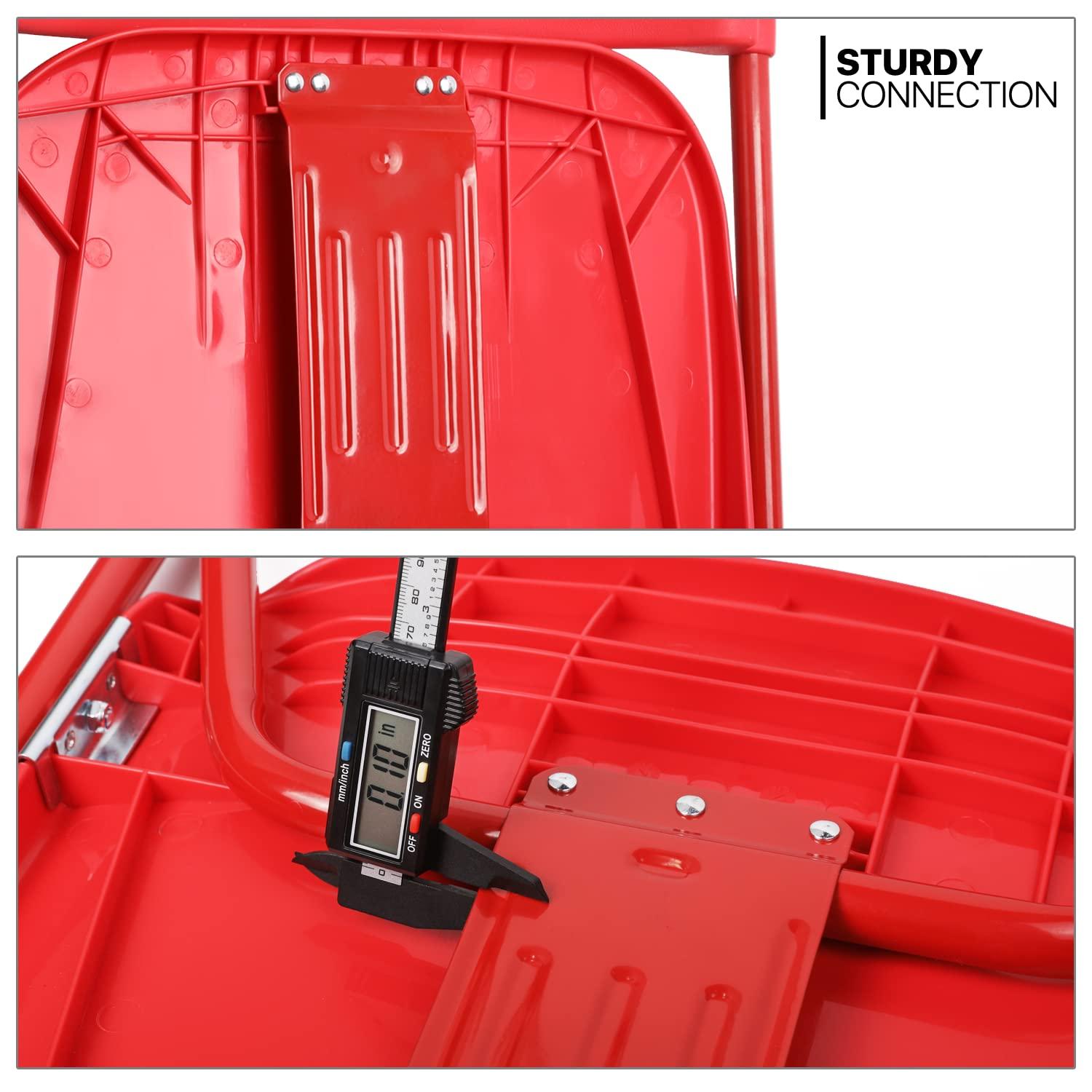 MoNiBloom Folding Plastic Chair, 10 Pack Portable Commercial Seat with Fan Back, for Wedding Camping, Red