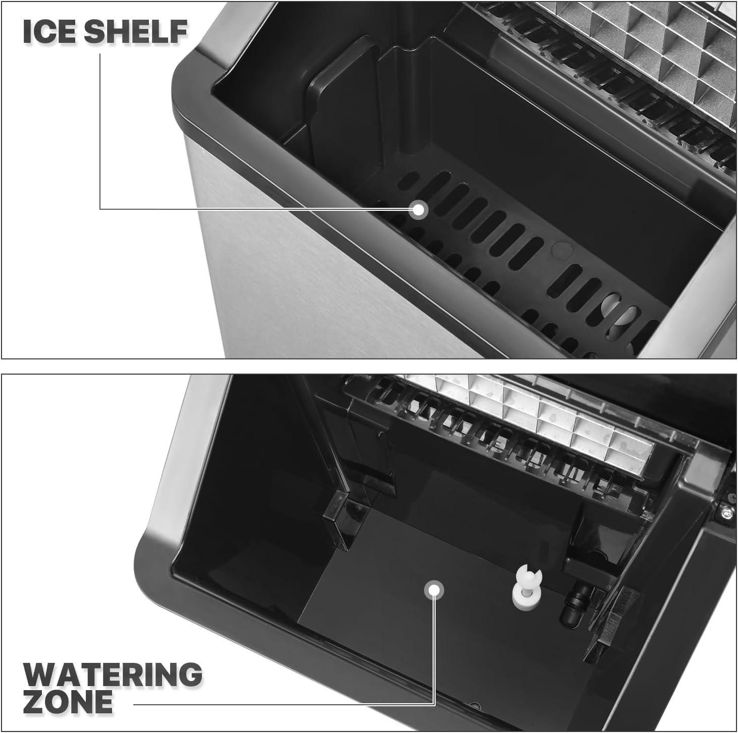 mollie Countertop Ice Maker Machine with Auto-Cleaning, 26lbs in 24Hrs, 32 Ice Cubes Ready in 20 Mins, Portable Ice Maker with Basket and Scoop for Home Kitchen Camping, Black