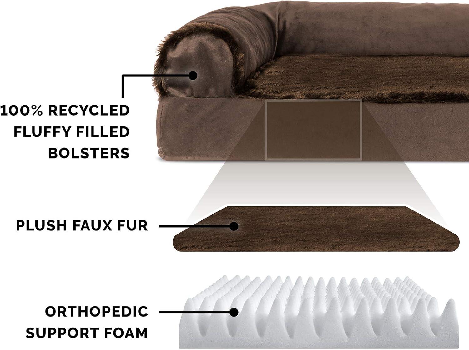 FurHaven Plush & Velvet Deluxe L-Chaise Orthopedic Pet Bed