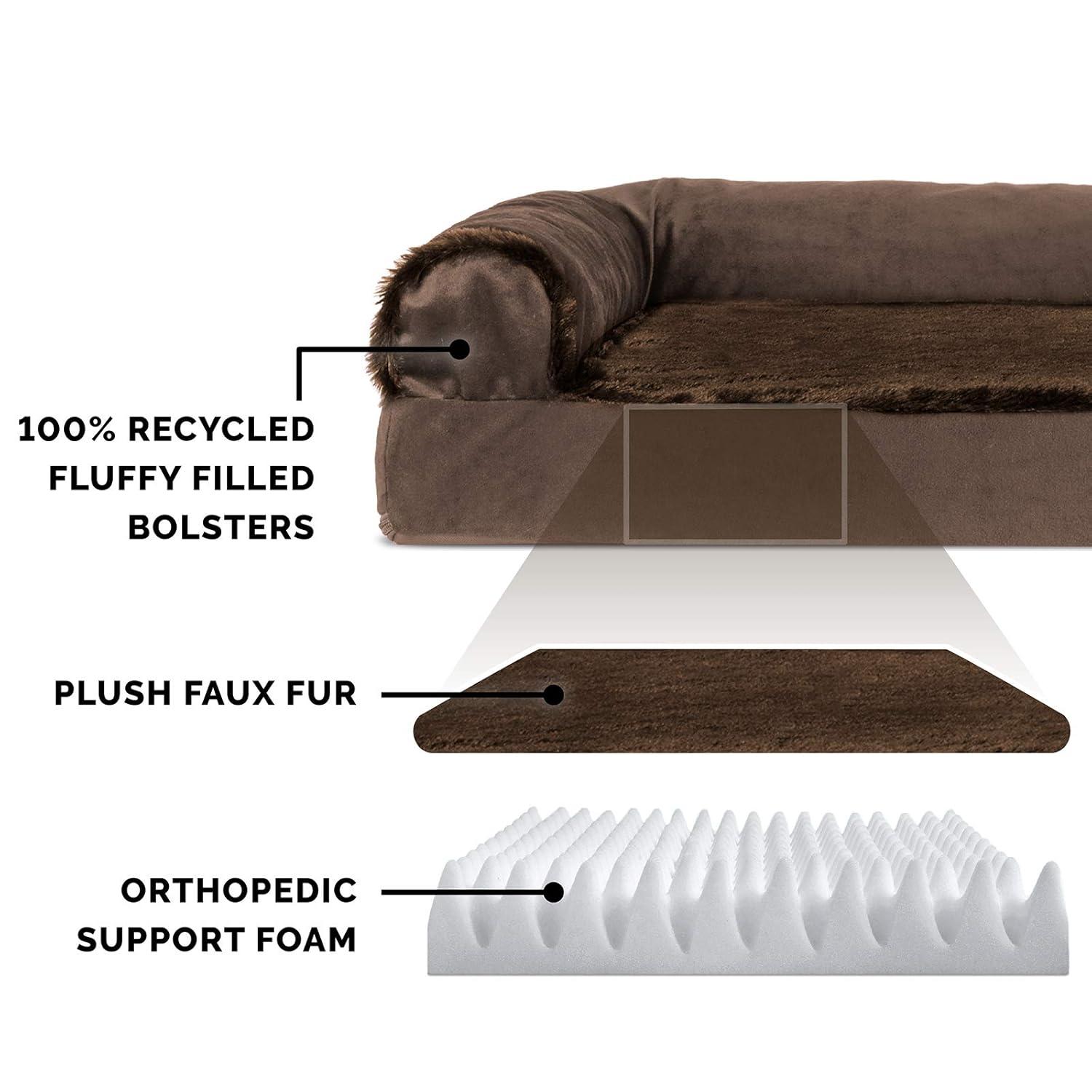 FurHaven Plush & Velvet Deluxe L-Chaise Orthopedic Pet Bed