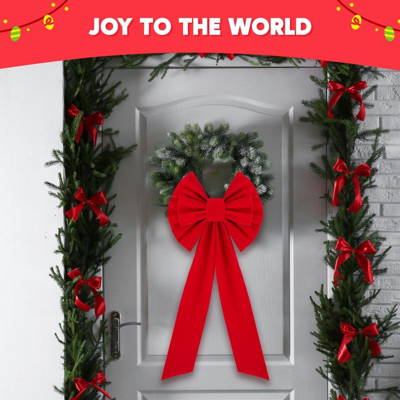 JOYFY 12pcs Christmas Red Velvet Bow Decoration for Christmas Party