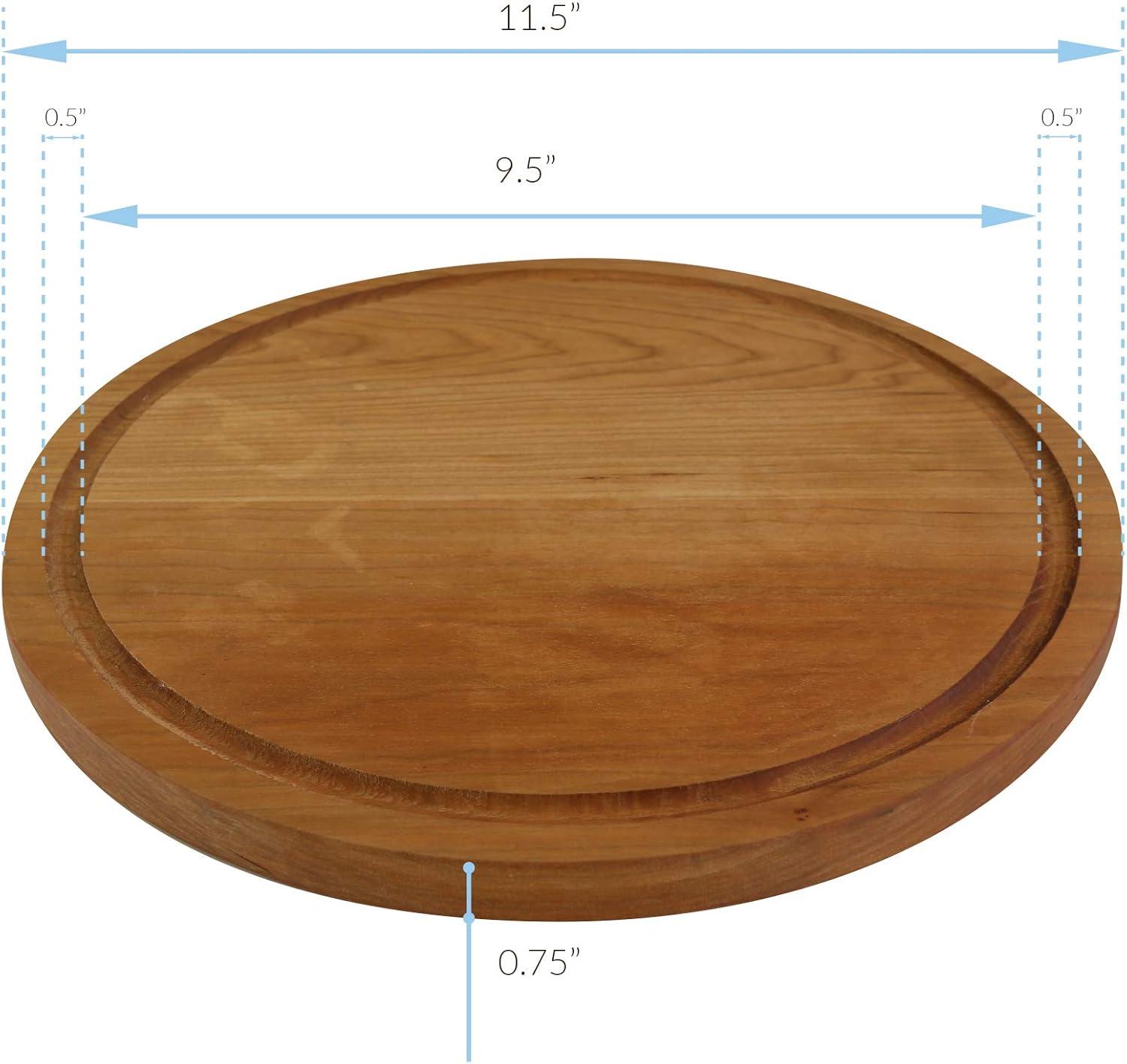 Natural Cherry Round Cutting Board with Juice Groove