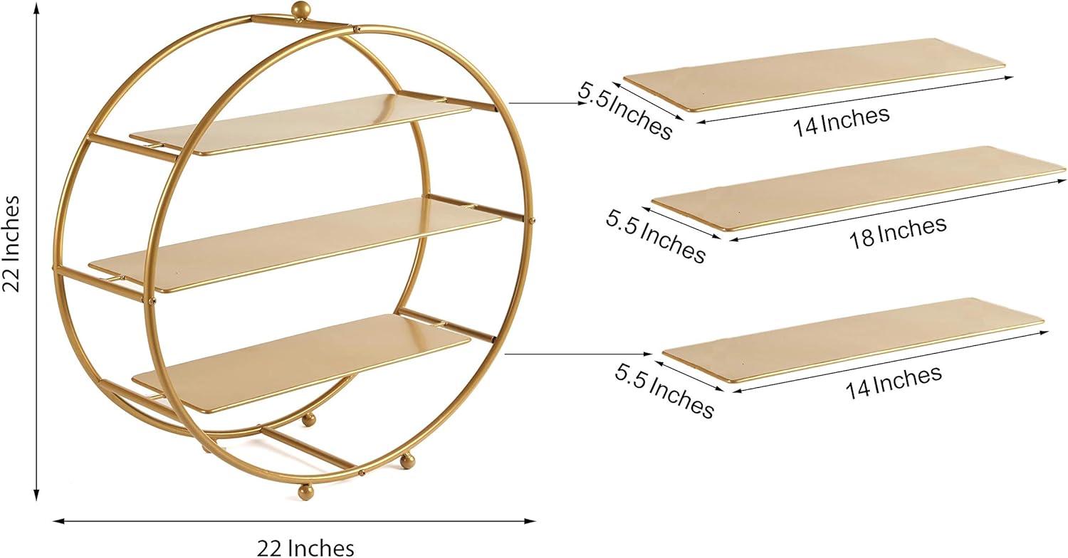 Balsa Circle 20.5" Round Metal 3 - Tier Wedding Pedestal Dessert Stand , Gold