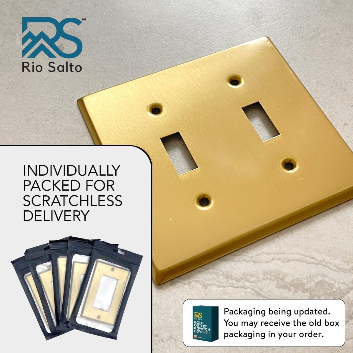 Brushed Brass Double Toggle Light Switch Cover Plate