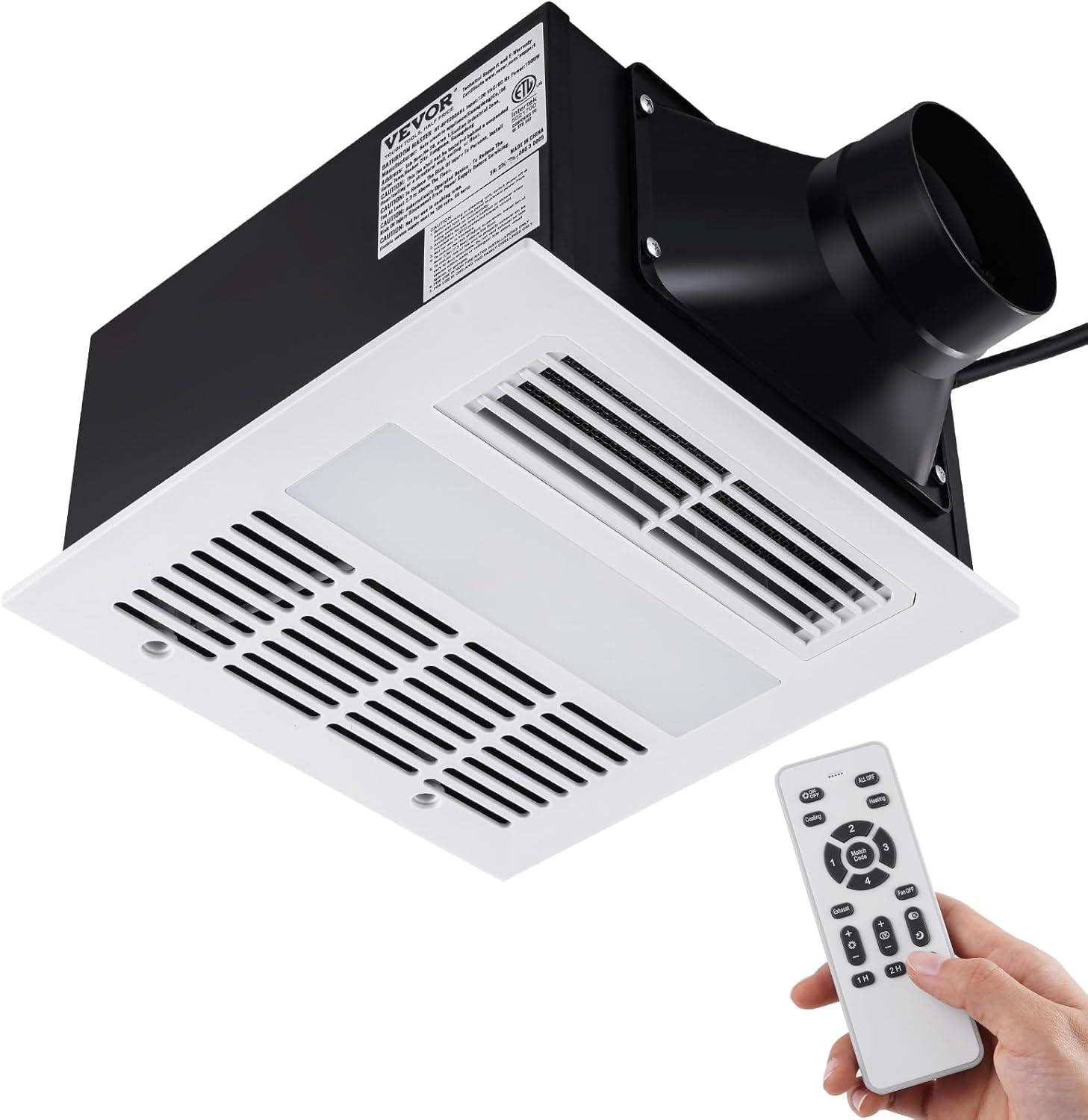 White and Black Alloy Steel Bathroom Exhaust Fan with Remote Control