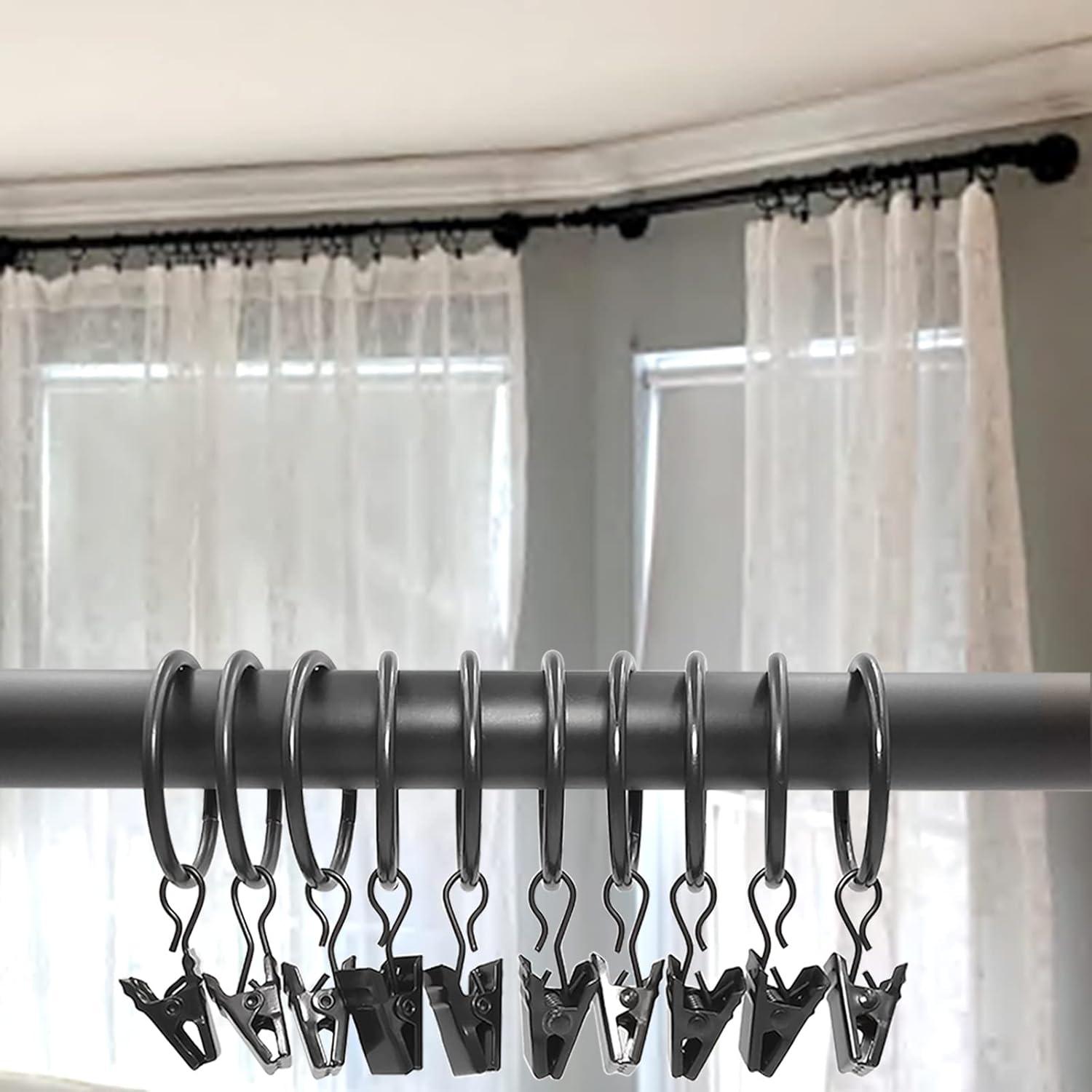 Clearance! Uscallm 40 Pack Metal Curtain Rings With Clips, Hat Clothes Clips, Drapery Clips With Rings, Drapes Rings 1.26in Interior Diameter Calf Stretch Box Unclaimed Pallets