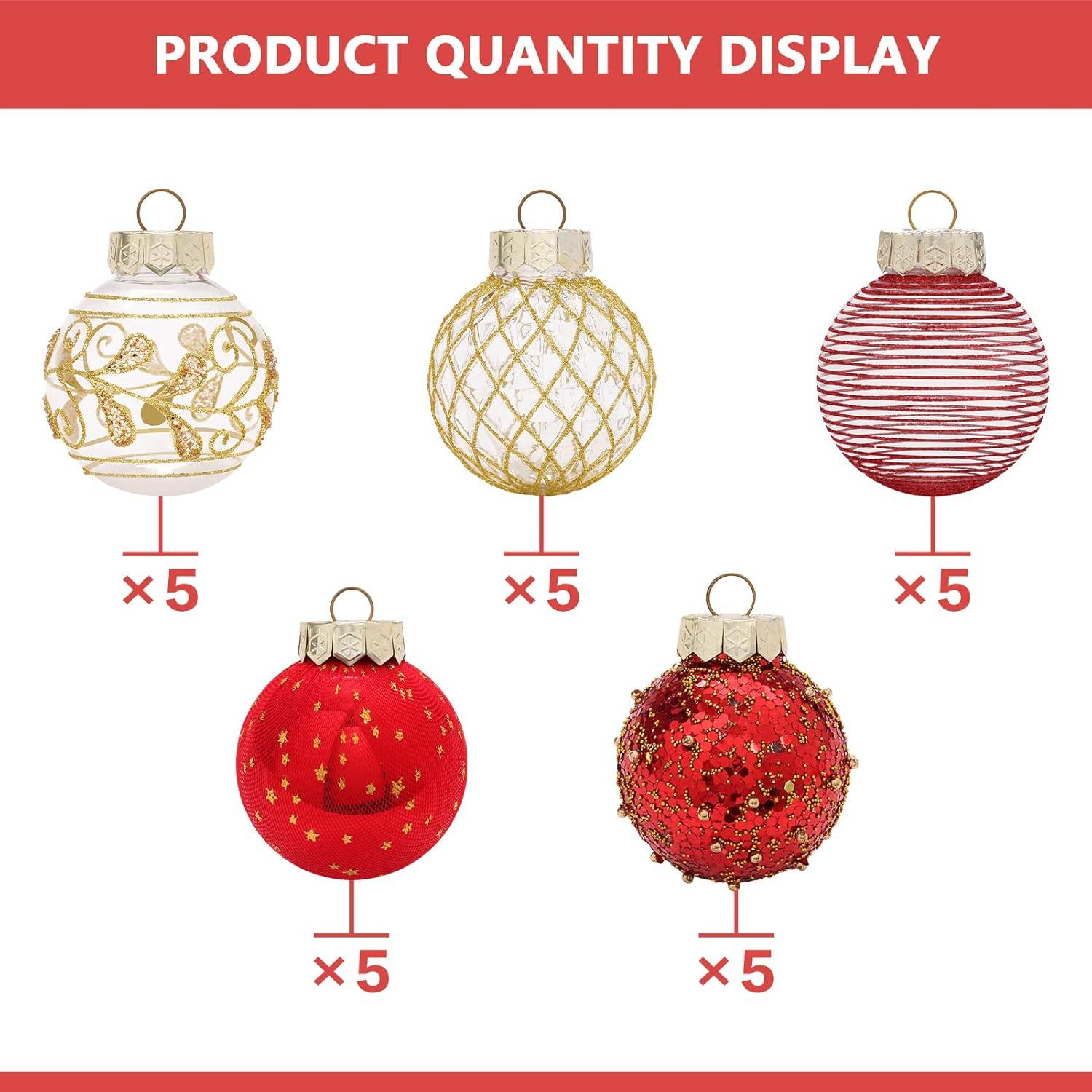 Christmas Ball Ornaments Set,25 Pcs Painted Christmas Shatterproof Ornaments Set for Xmas Tree Traditional Christmas Tree Decoration Hanging Baubles Ornaments for Home Decor