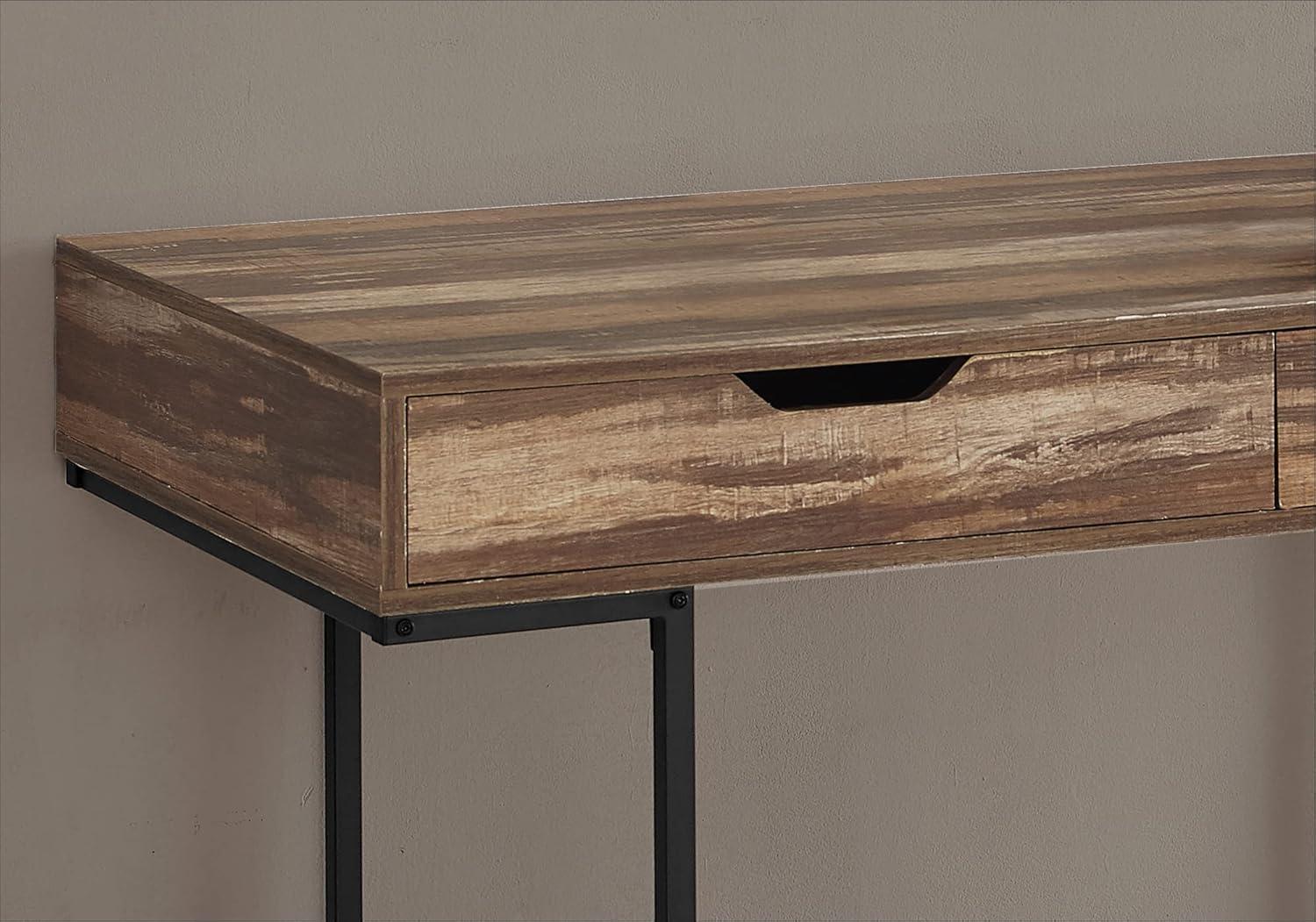 Monarch Specialties Computer Desk Home Office Laptop Storage Drawers 48InchL Work Metal Laminate Black Marble Look Contemporary Modern