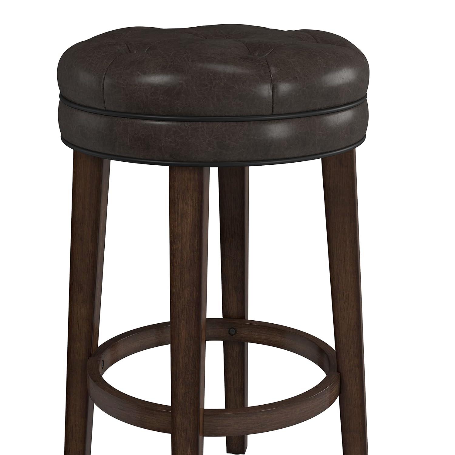 Hillsdale Krauss Backless Swivel Bar Height Stool, Dark Brown