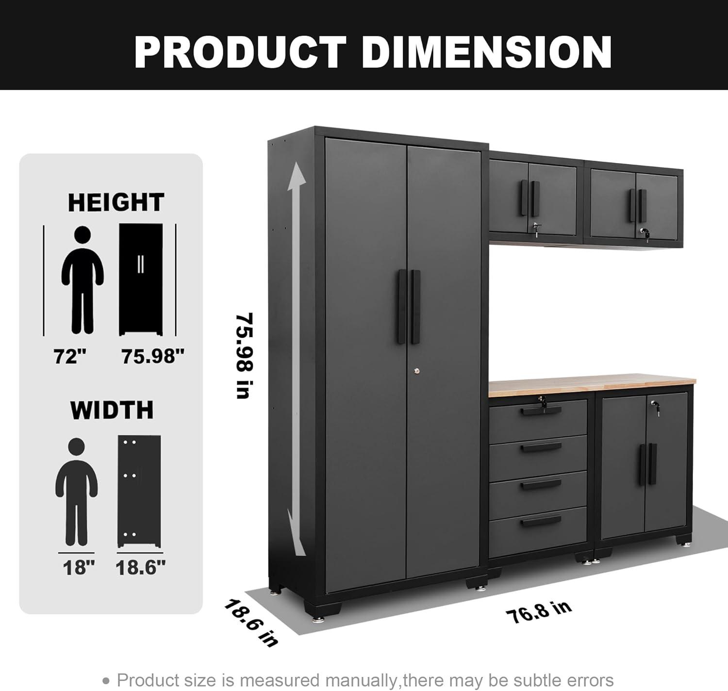 WFX Utility™ WFX Utility™ 6pcs Garage Cabinets And Storage System Set With Pegboard & Rubber Wood Worktop