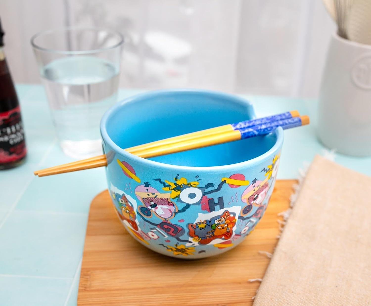 Silver Buffalo Adventure Time Toss Print 20-Ounce Ramen Bowl and Chopstick Set