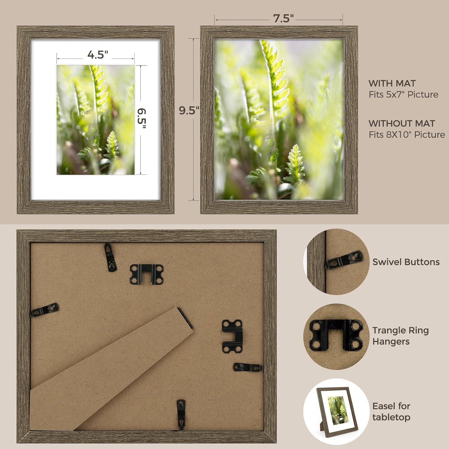 Brown 8x10 Classic Wall Picture Frames Set of 6