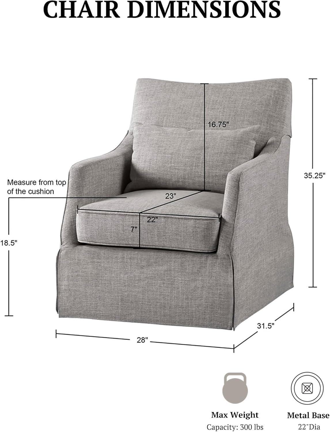 Martha Stewart London 360°Swivel Armchair with Lumbar Pillow