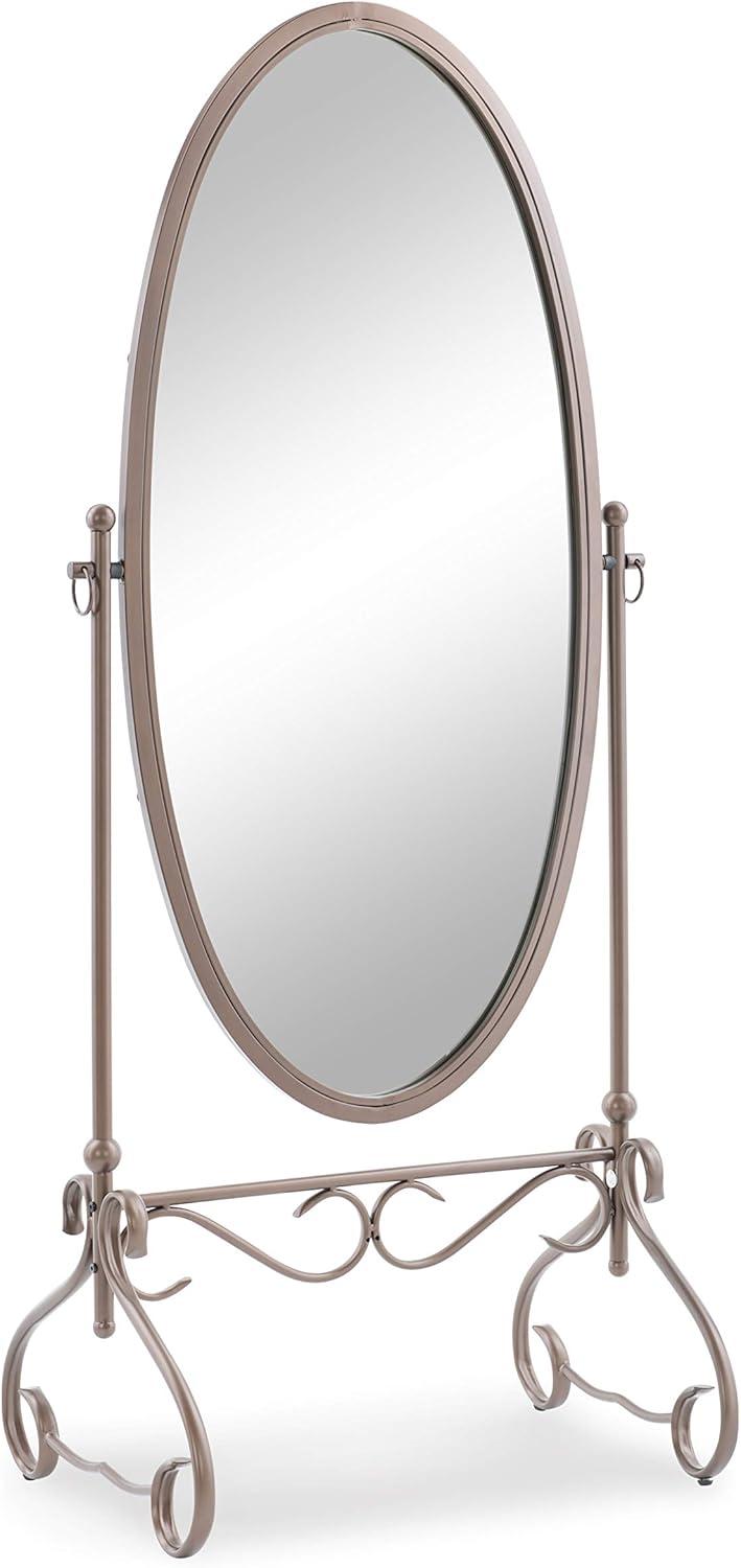 Elegant Full-Length Gold Oval Freestanding Mirror