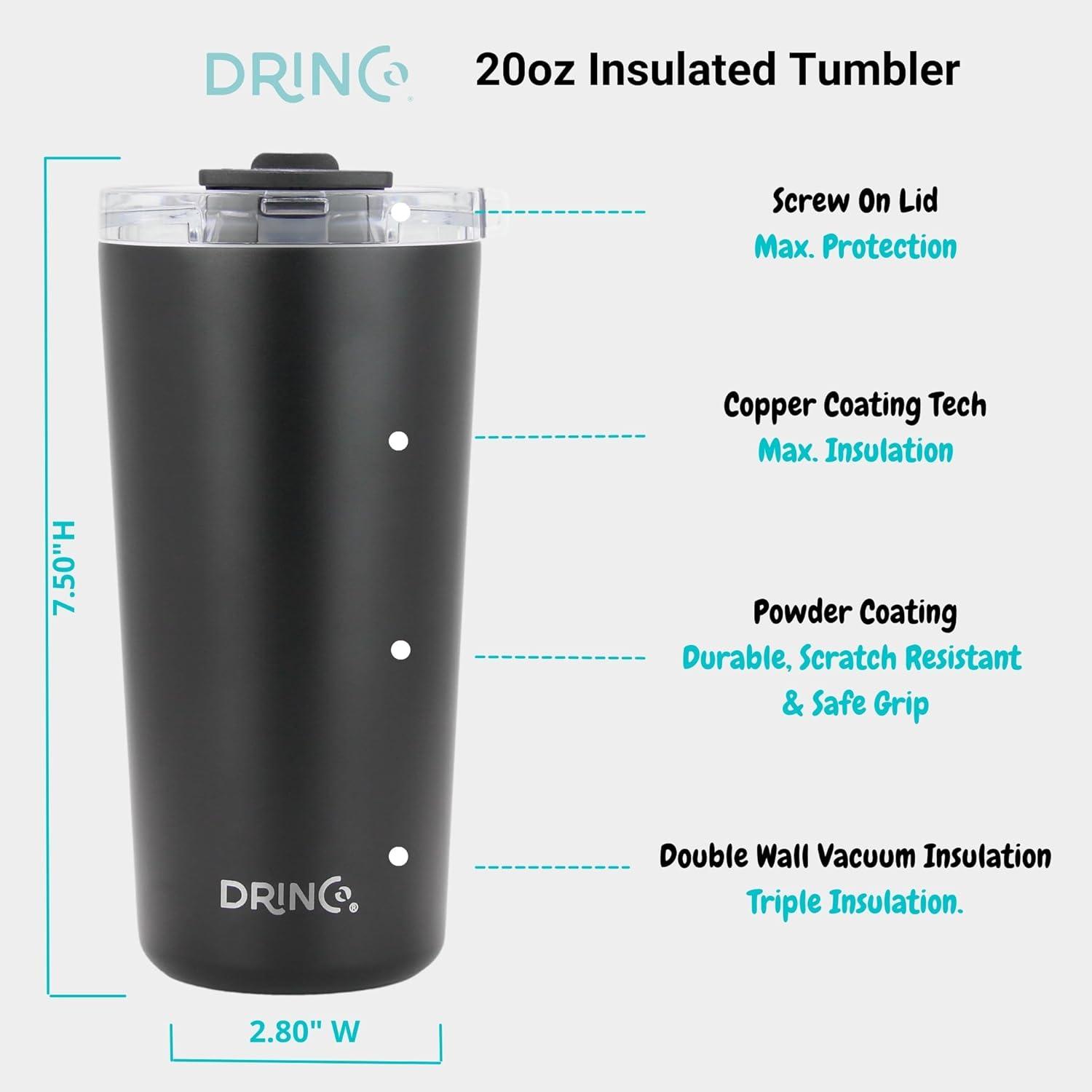Drinco Drinco 20oz. Double Wall Insulated Stainless Steel Travel Tumbler
