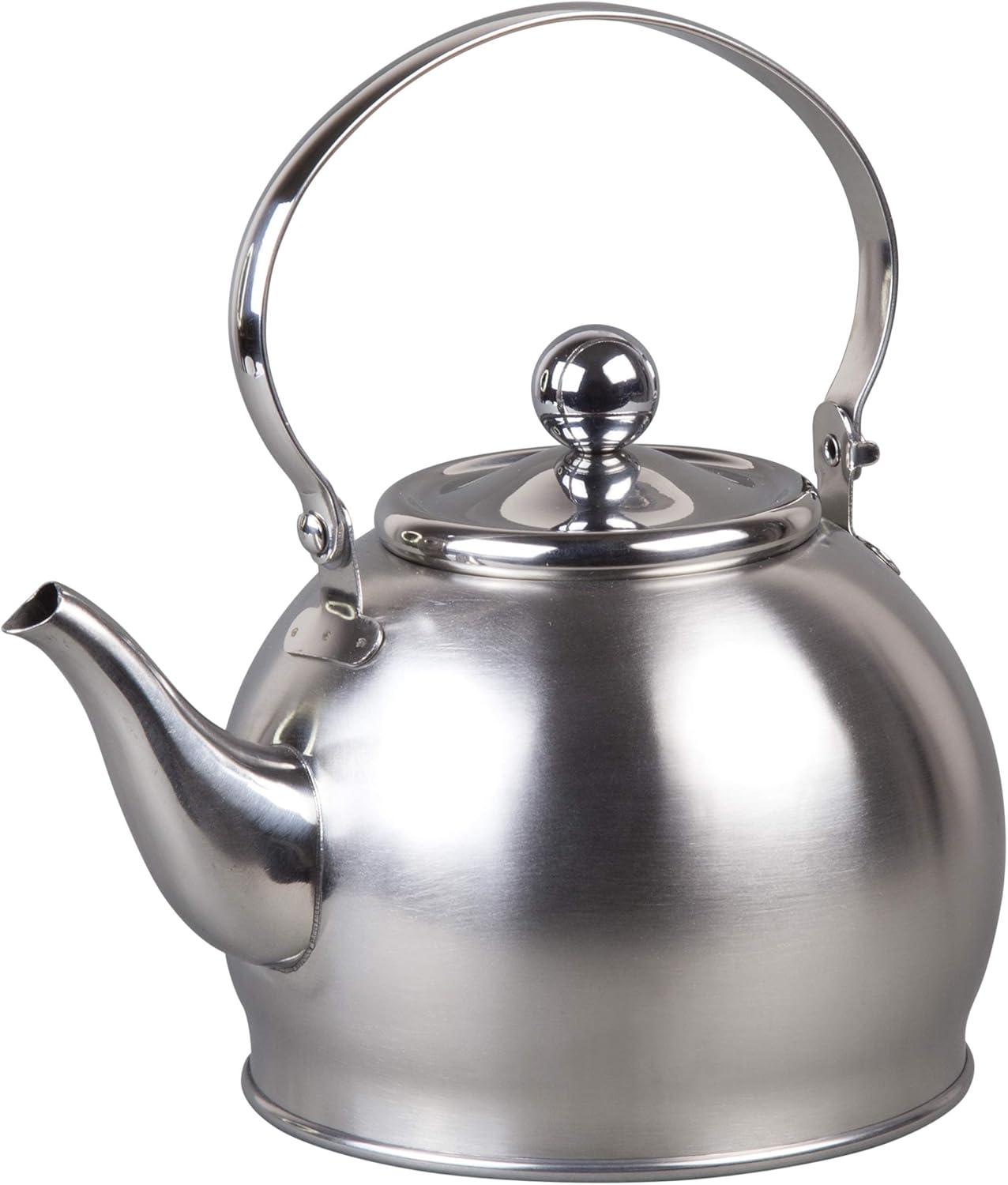 1 Quart Stainless Steel Tea Kettle with Infuser and Folding Handle