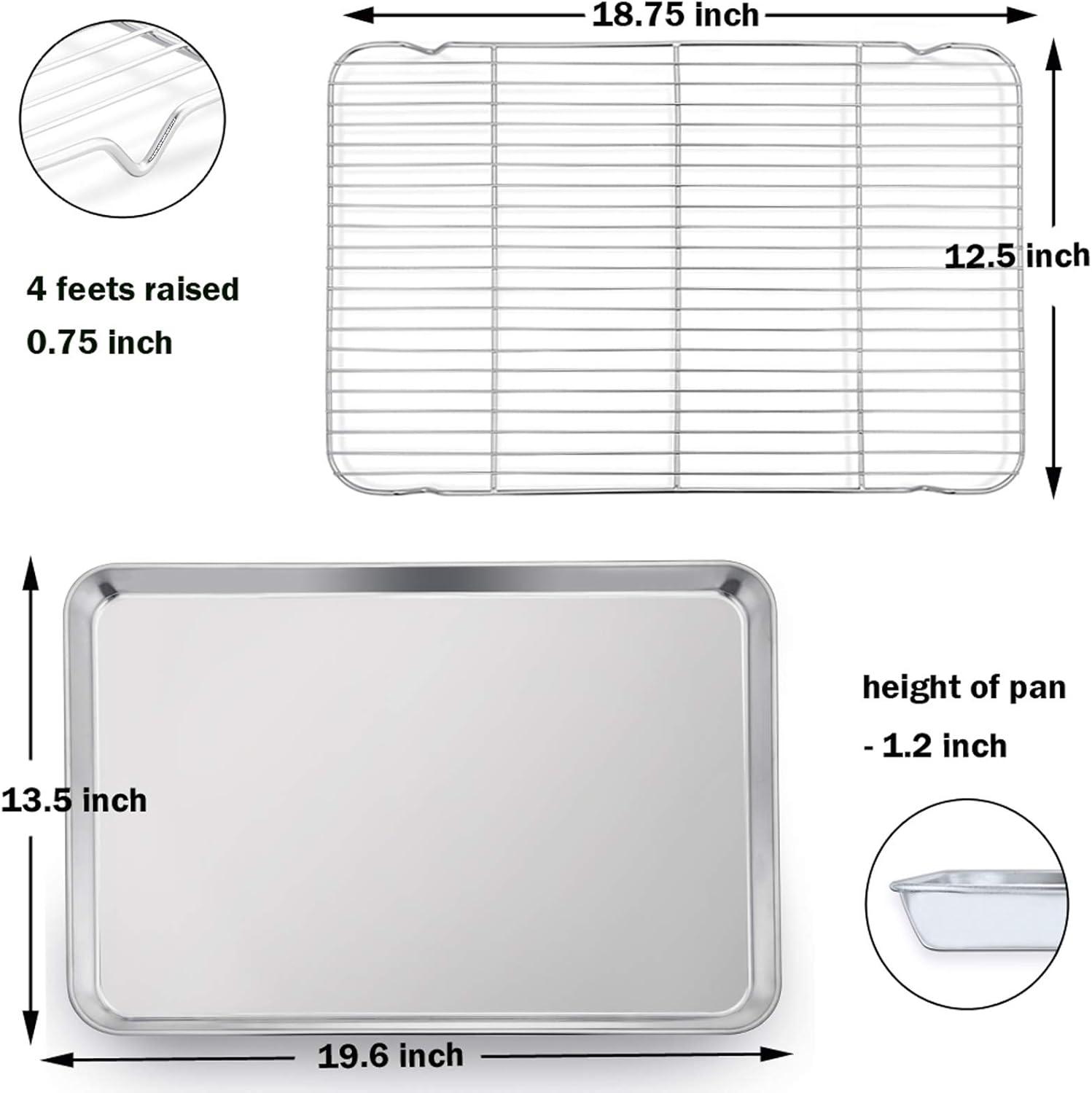 Extra Large Stainless Steel Baking Sheet and Rack Set