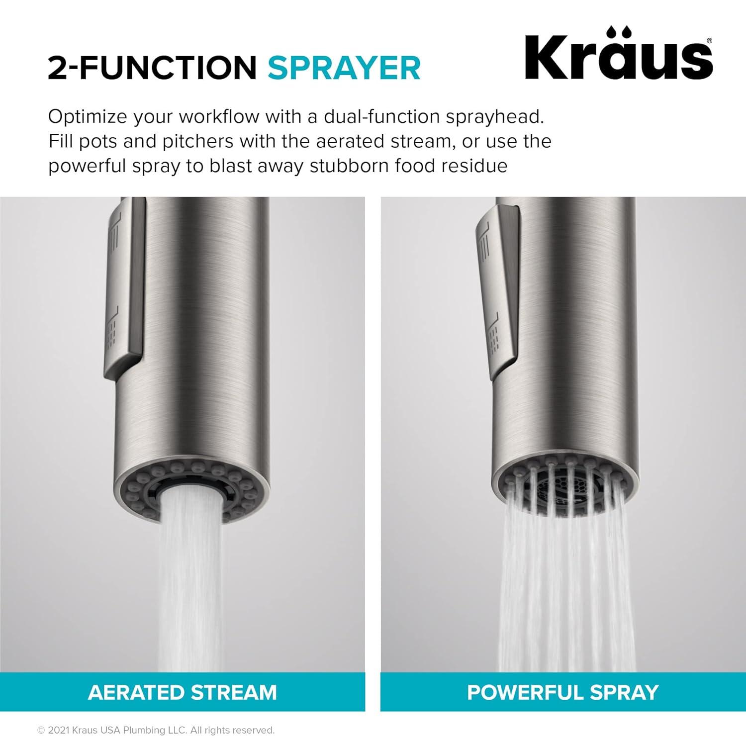KRAUS Oletto Single Handle Pull Down Kitchen Faucet with QuickDock Top Mount Installation Assembly