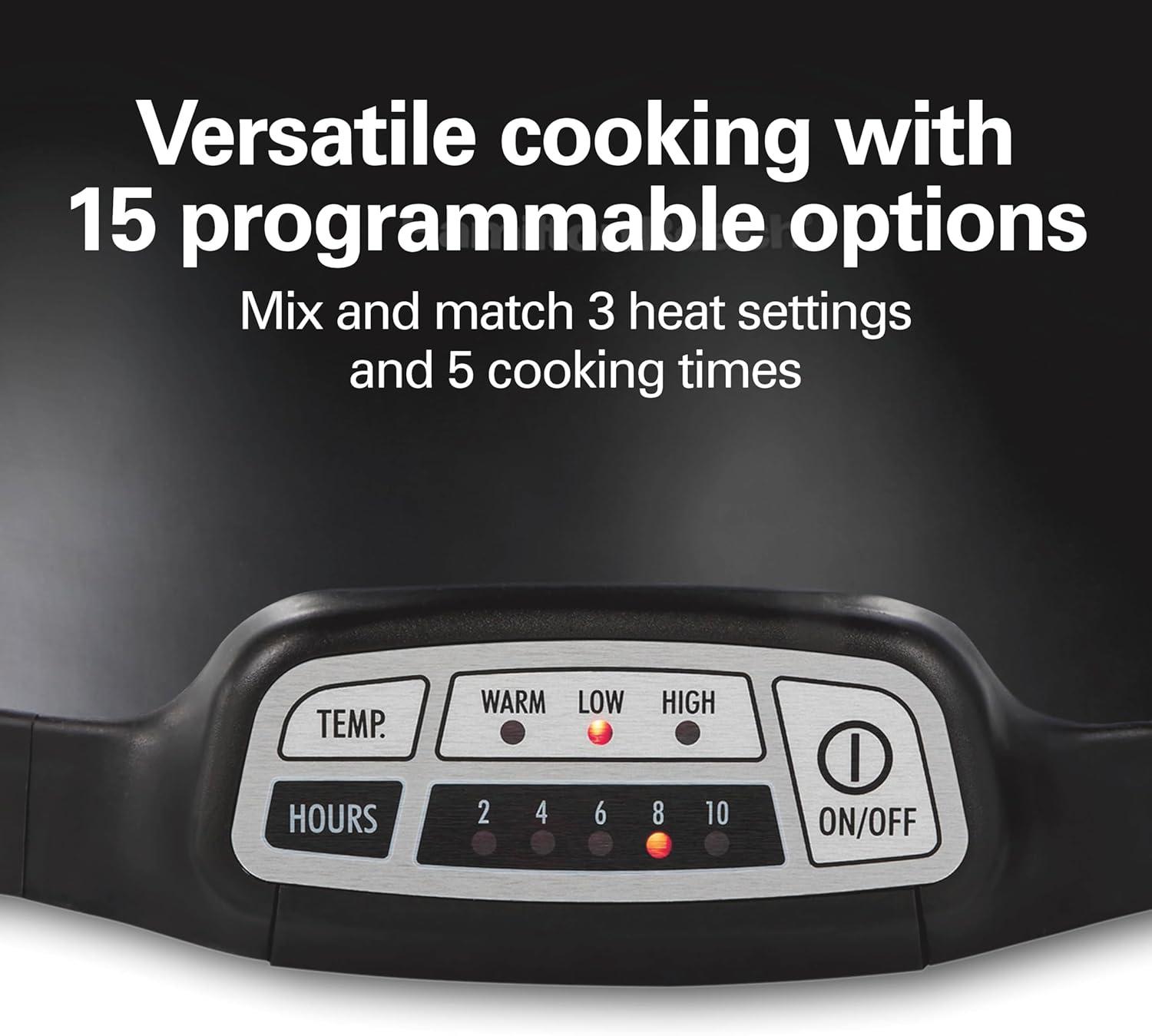 Black 7 Quart Programmable Slow Cooker with Lid Latch