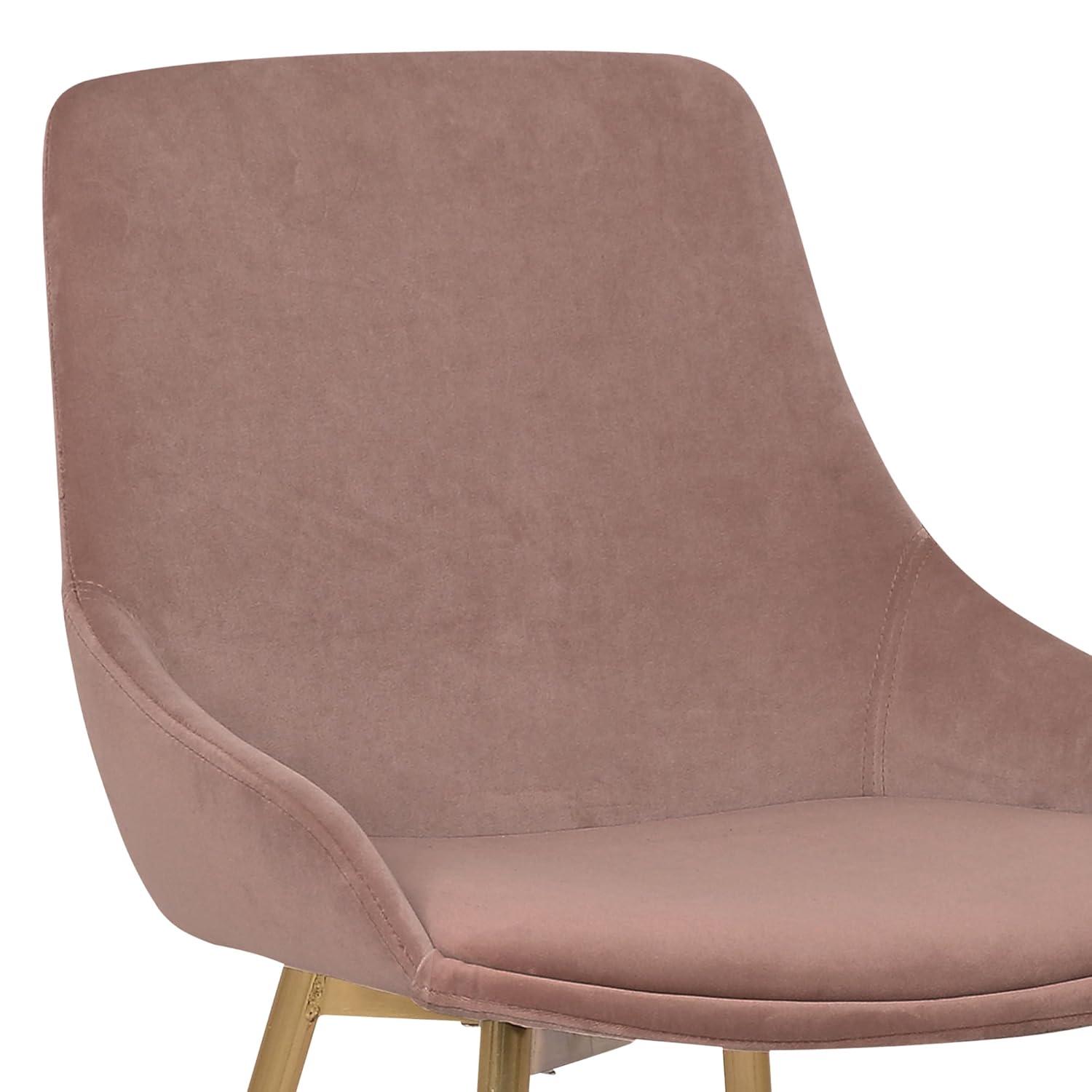 High Back Pink Velvet Upholstered Arm Chair with Metal Legs