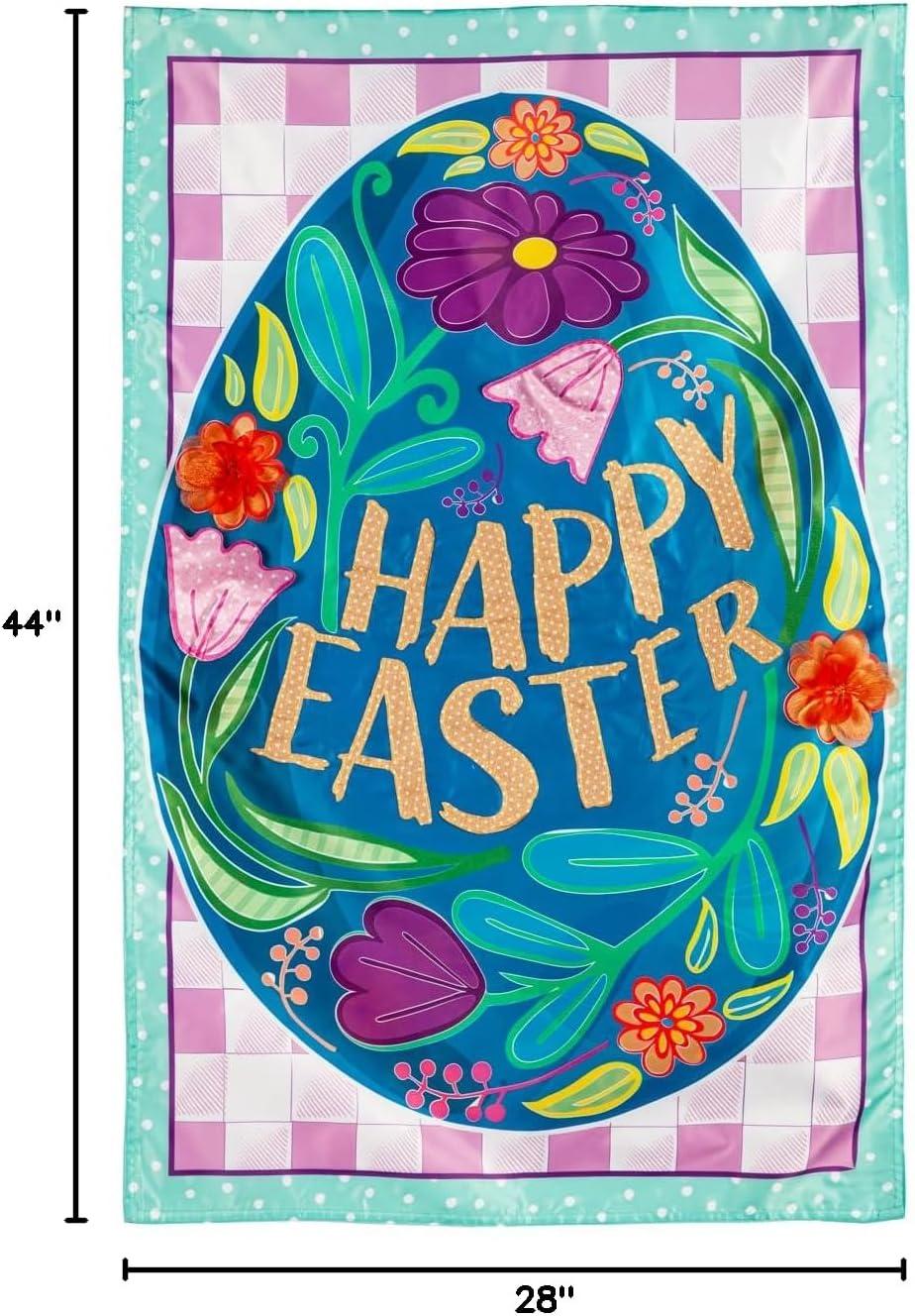 Happy Easter Egg Applique House Flag