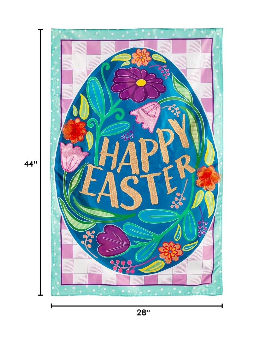 Happy Easter Egg Applique House Flag