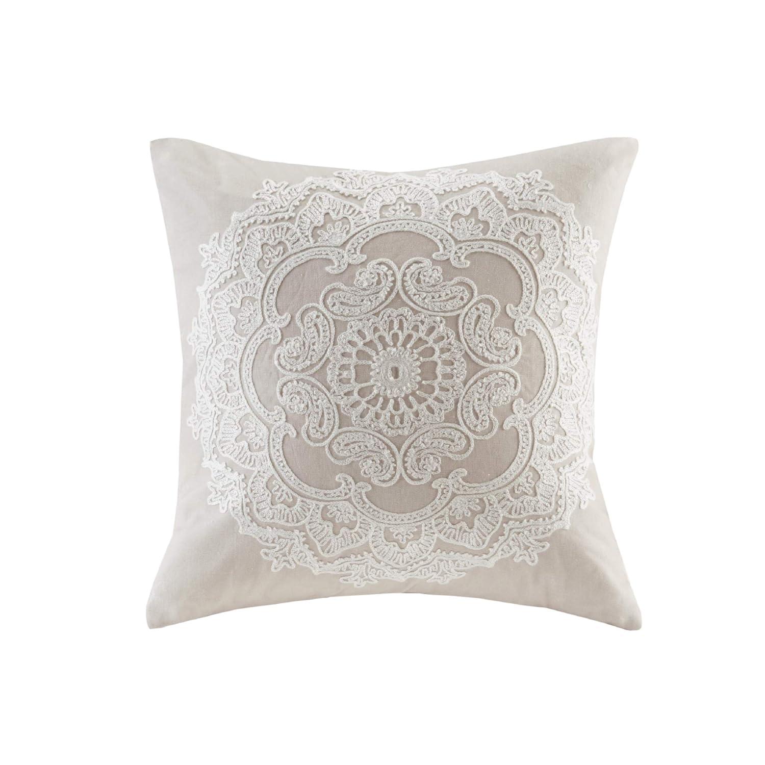 Suzanna Embroidered Cotton Square Pillow