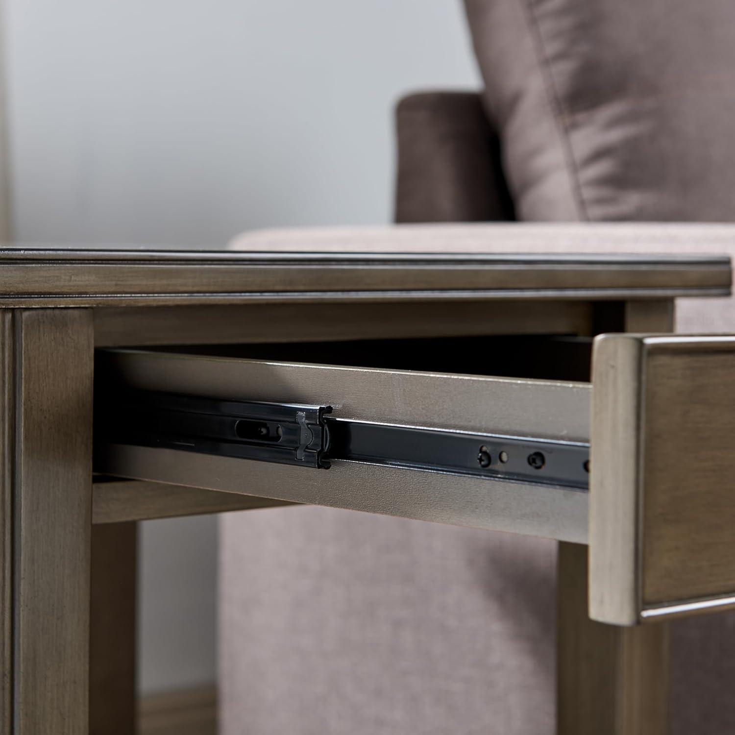 Leick Home 10507-GR Laurent End Table with Drawer and Display Shelf, Gray