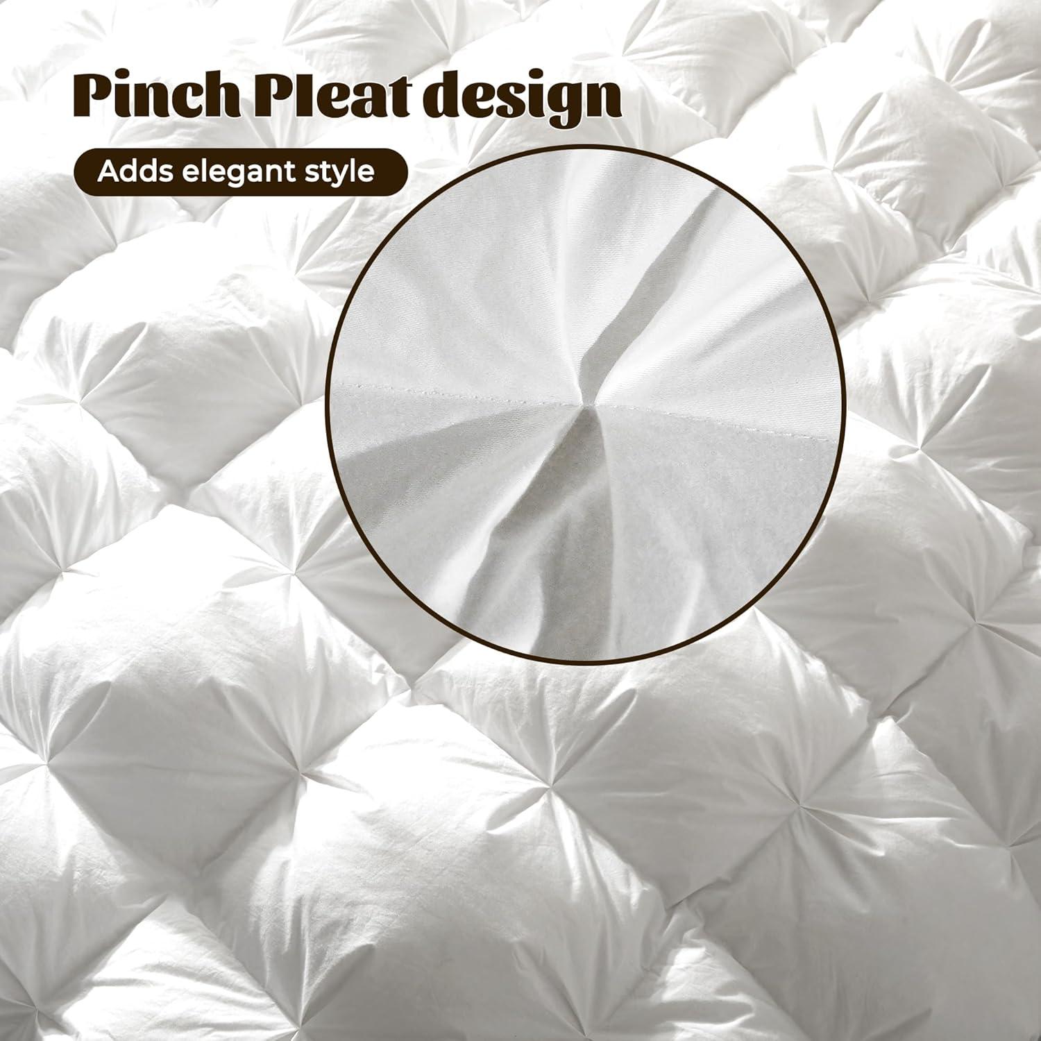 Luxurious White Cotton Full Size Pinch Pleat Comforter