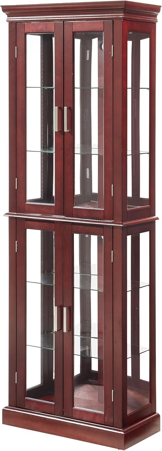 Curio Cabinet Lighted Curio Diapaly Cabinet with Adjustable Shelves and Mirrored Back Panel, Tempered Glass Doors (6 Tier), (E26 light bulb not included)