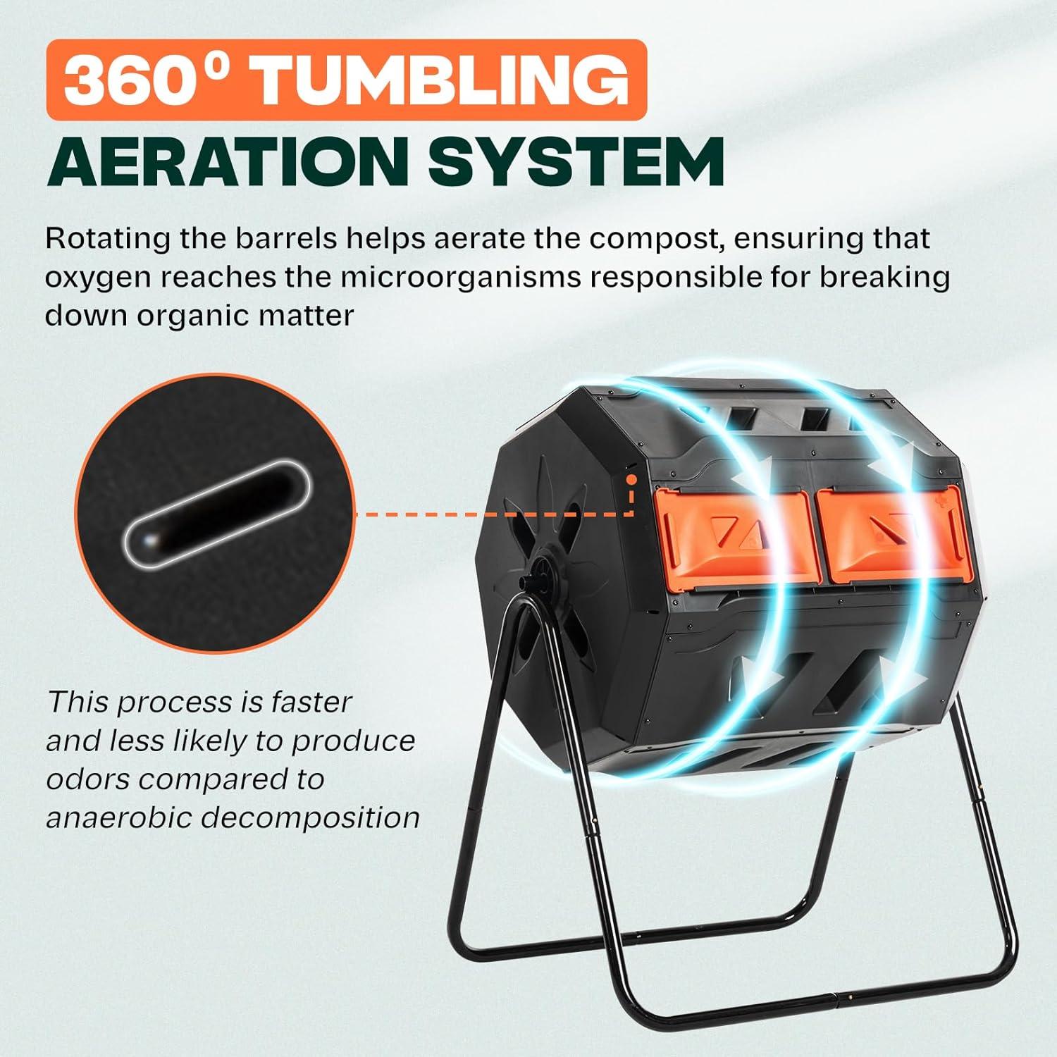 Dual Chamber Rotating Composter Tumbler Outdoor