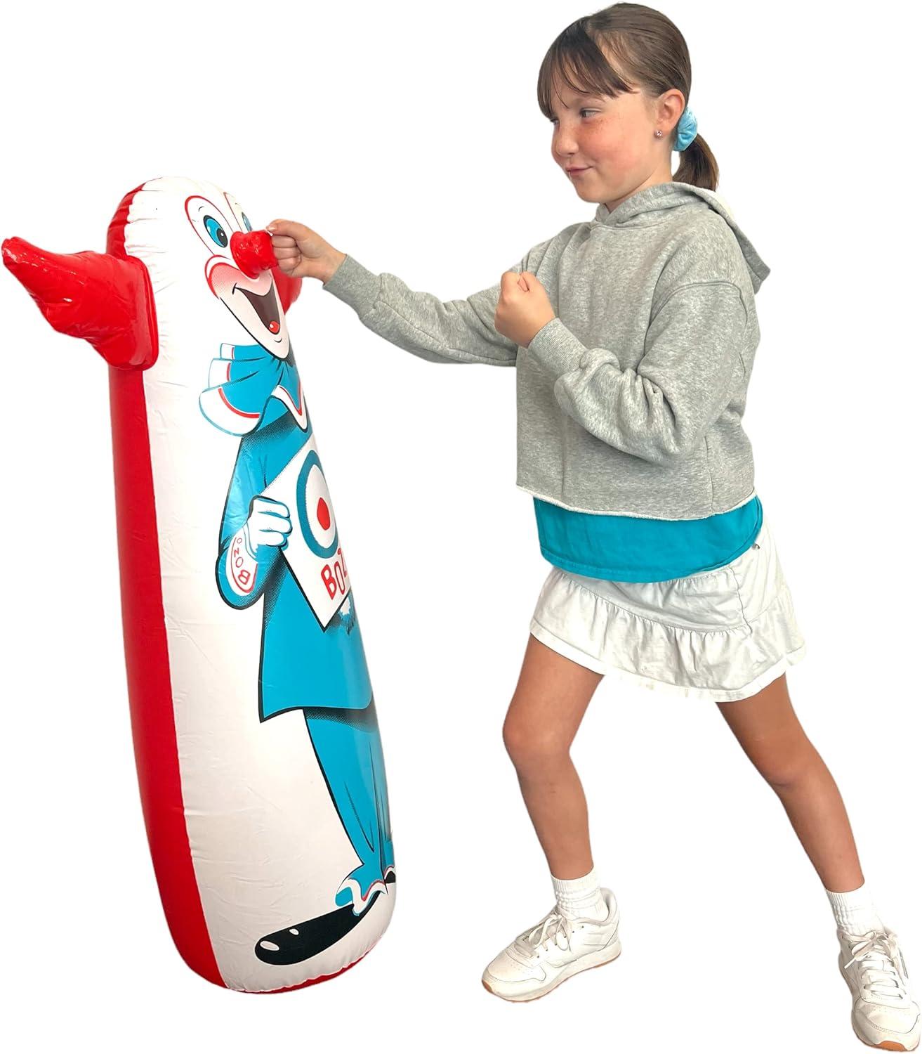 WARM FUZZY Toys - The Original Bozo The Clown Inflatable 3-D Bop Bag Works Great for Ages 3+ and at Home, in The Classroom or as an Energy/Stress Reliever