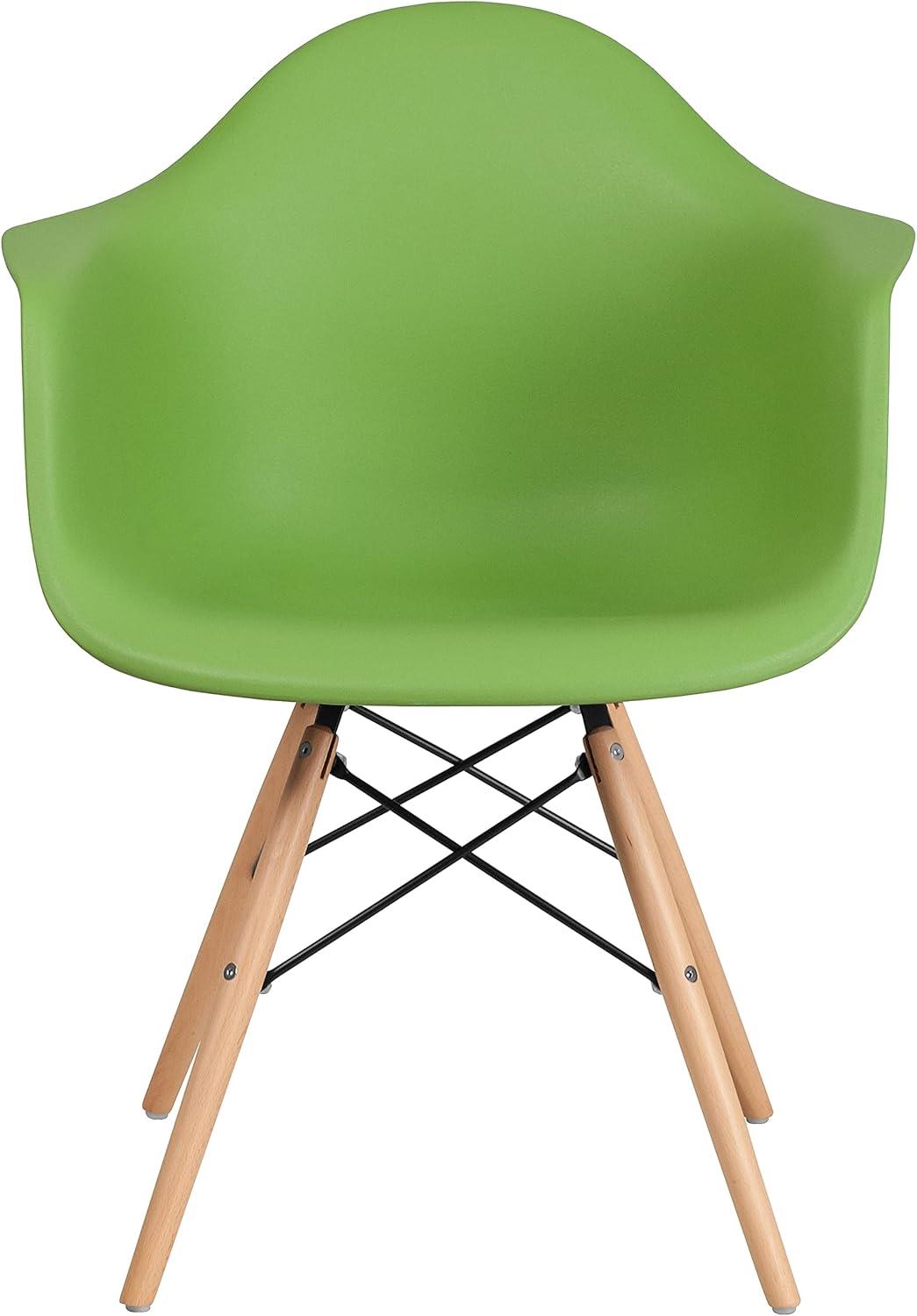 Flash Furniture Alonza Series Plastic Chair with Arms and Wooden Legs