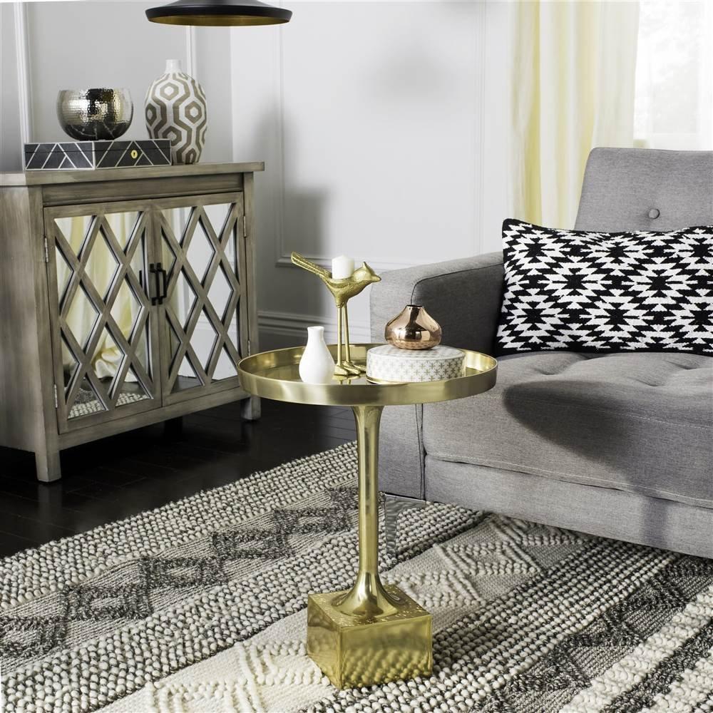 Corvus Round Side Table - FOX5519A - Antique Brass - Safavieh Couture