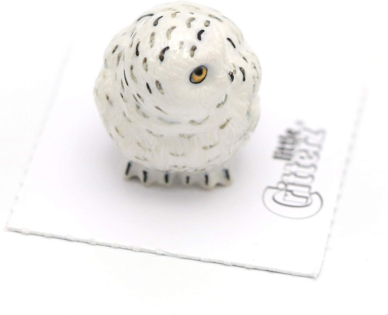 Little Critterz White Snowy Owl "Ghost" Hand-painted - Home Decor Bird Birthday Gift Decorative Figurine - Miniature Porcelain Figurine