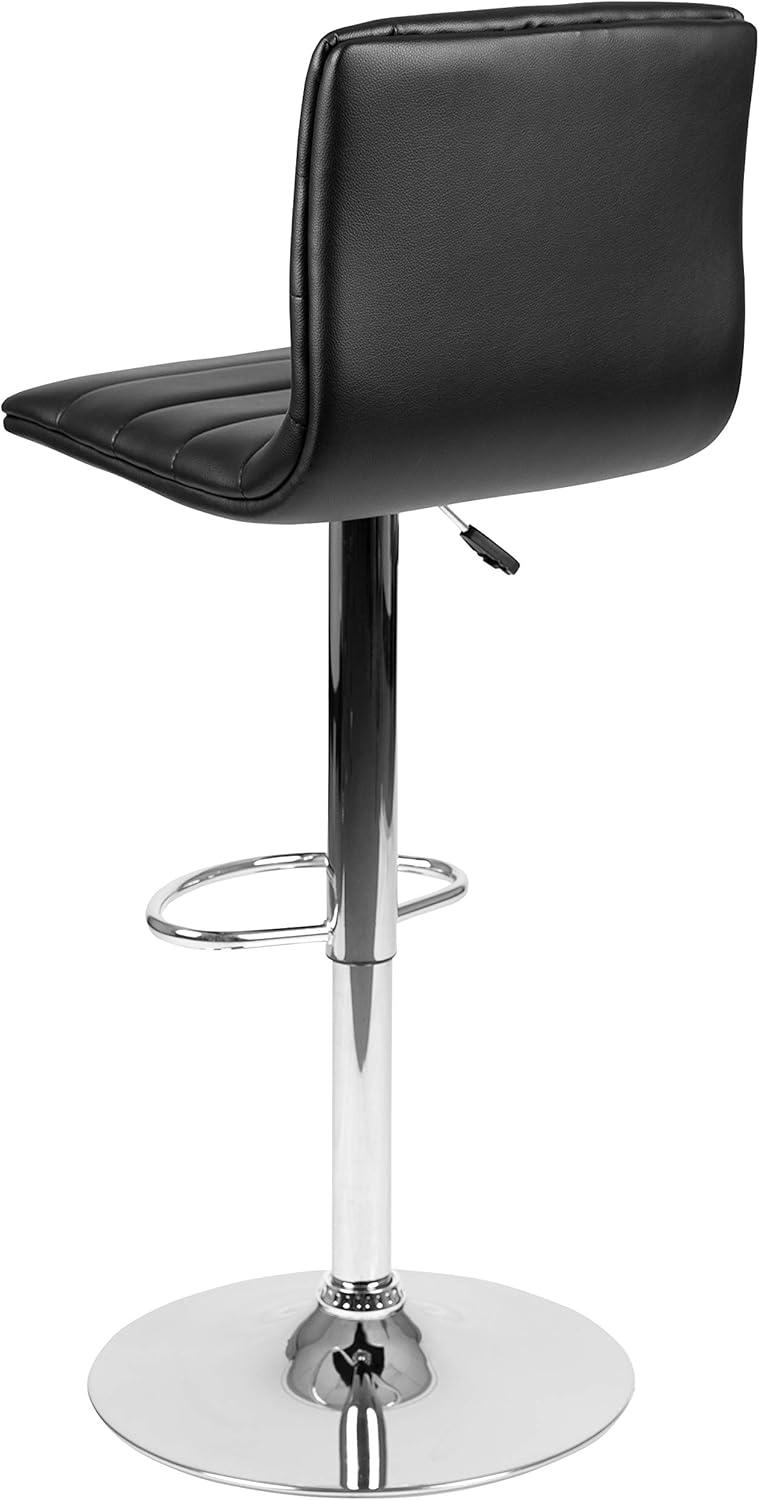 Black Vinyl Adjustable Height Swivel Barstool with Chrome Base