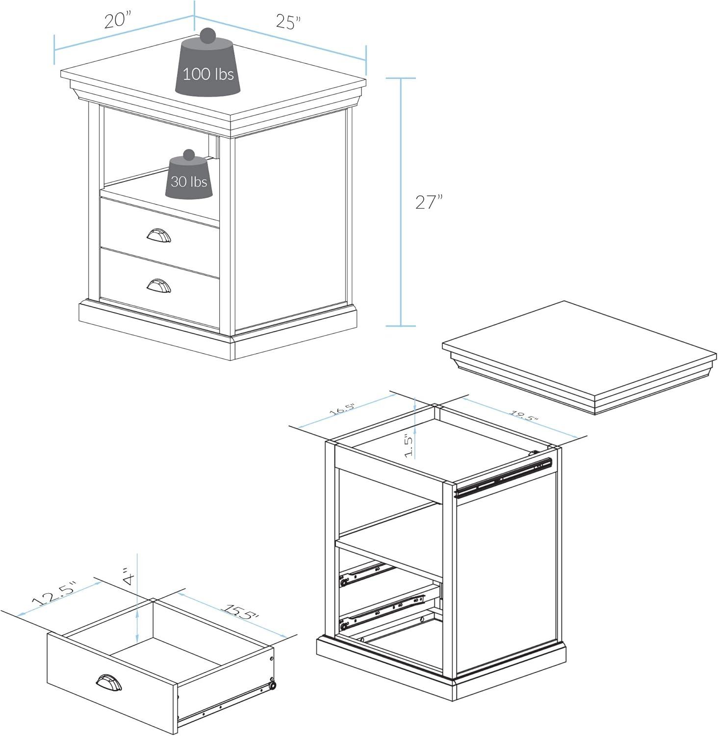 Lincoln Nightstand with Concealed Compartment, Concealment Furniture - Mocha