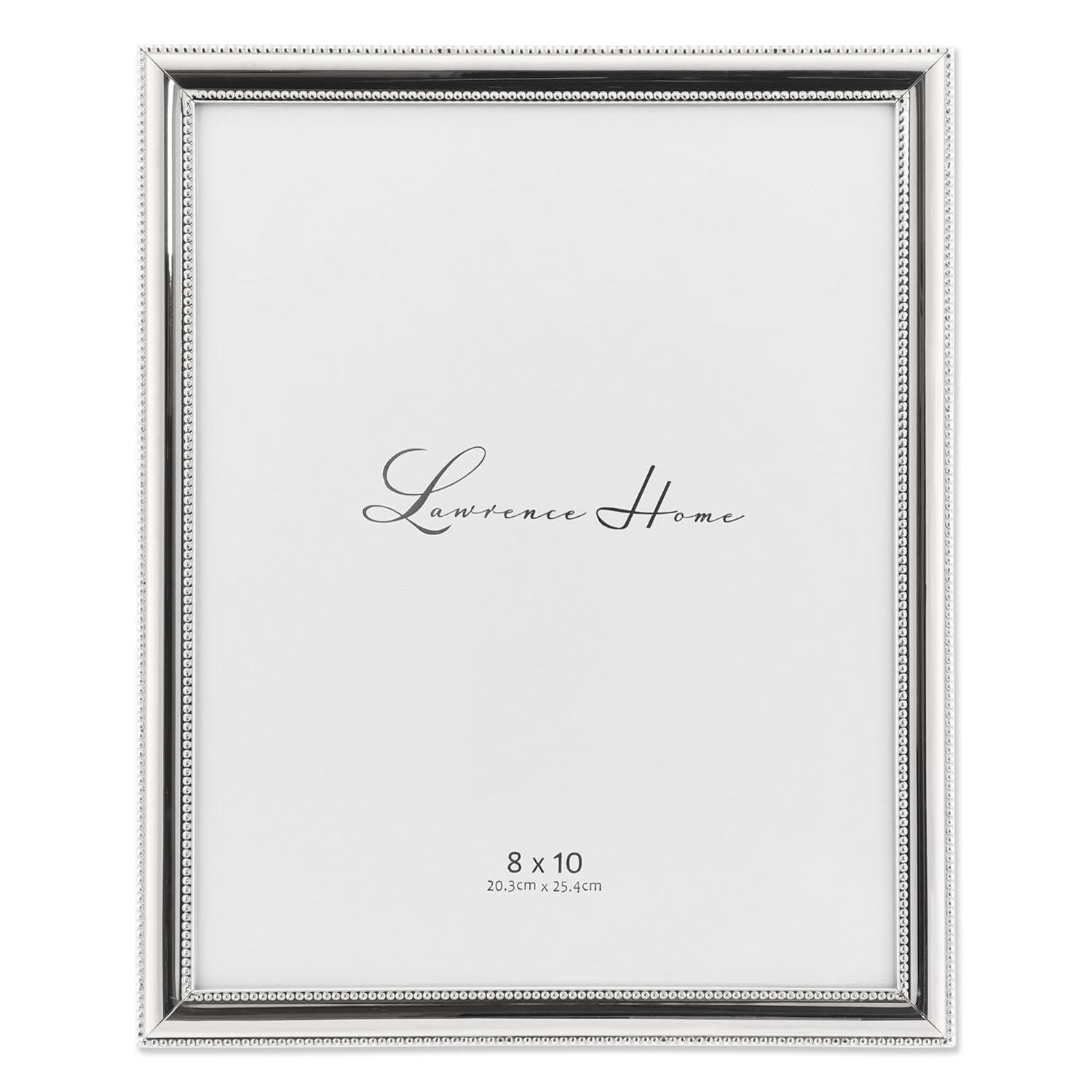 Lawrence Frames 8x10 Metal Picture Frame Silver-Plate with Delicate Beading