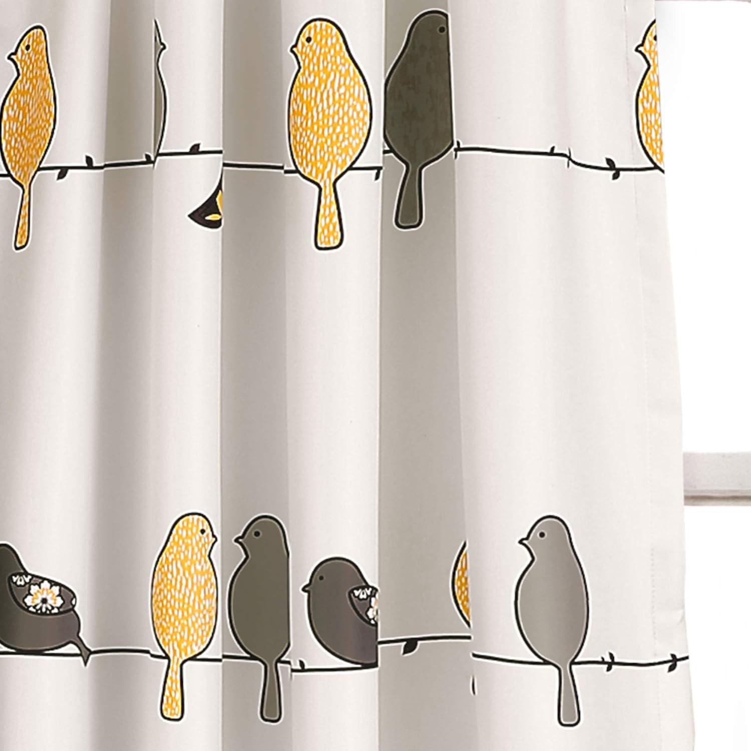 Lush Decor Rowley Birds Room Darkening 84" x 52" + 2" Header Animal print Yellow 100% Polyester 3" Rod Pocket 2-Pc Set Window Panel