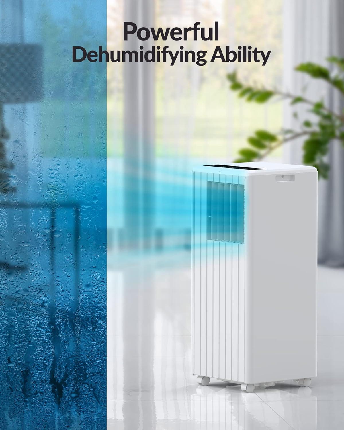 8000 BTU Portable Air Conditioners with Dehumidifying, Fan, Sleep Function, 24 Hour Timer, Remote Control, Cools Spaces up to 350 Sq. ft（61℉-89℉）