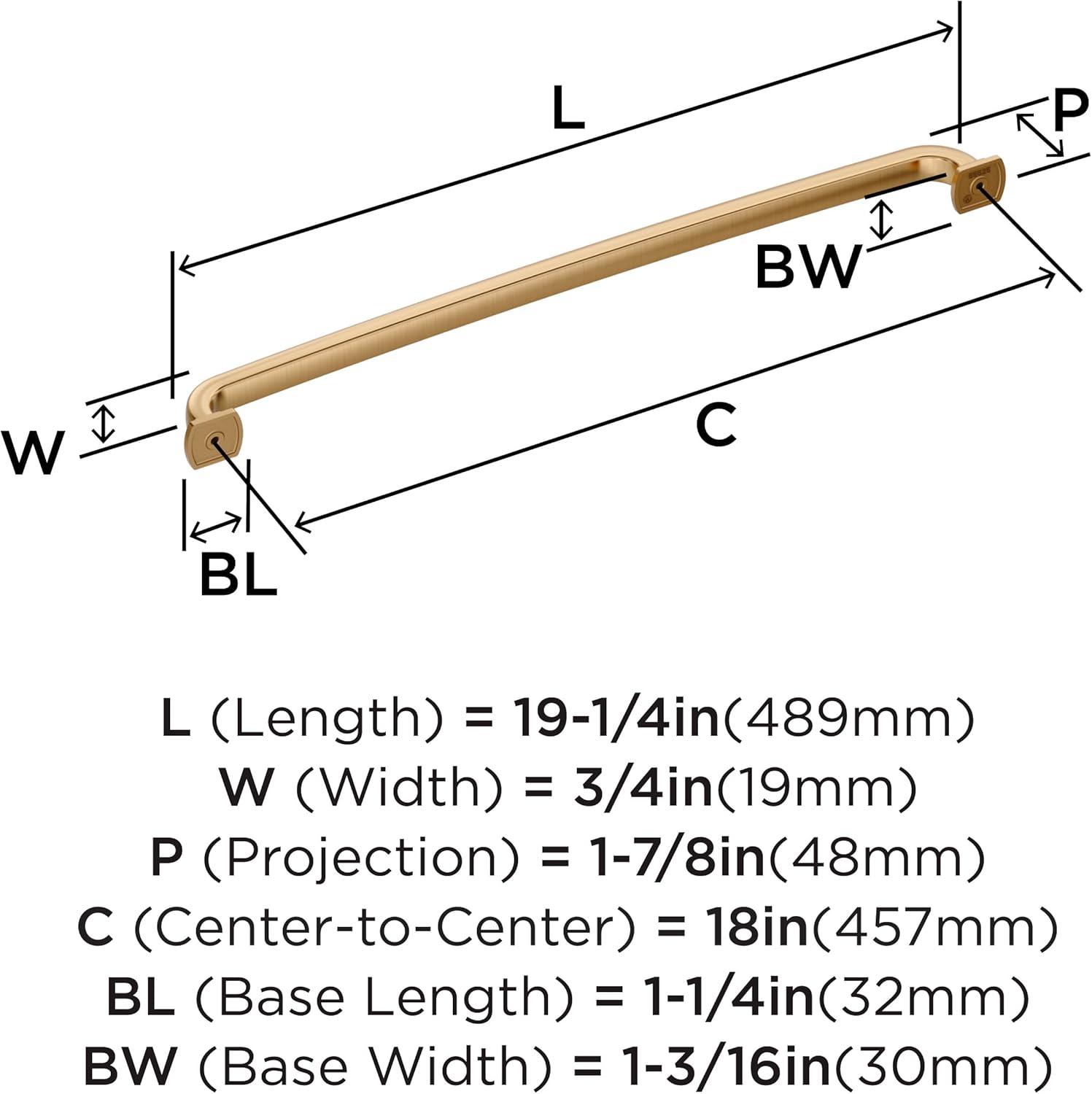 Champagne Bronze 18 inch Polished Appliance Pull with Mounting Hardware