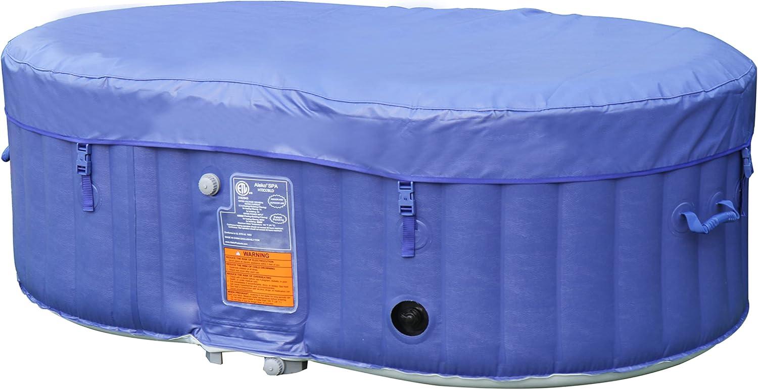 Aleko Blue Oval 2-Person Inflatable Hot Tub with Drink Tray